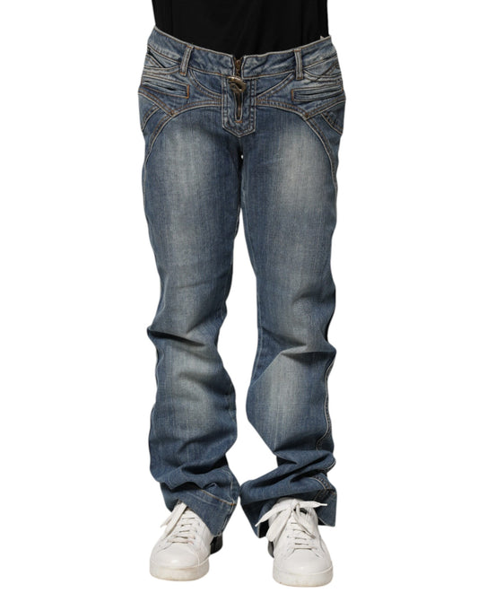 Just Cavalli Blue Washed Straight Fit Men Denim Jeans Just Cavalli