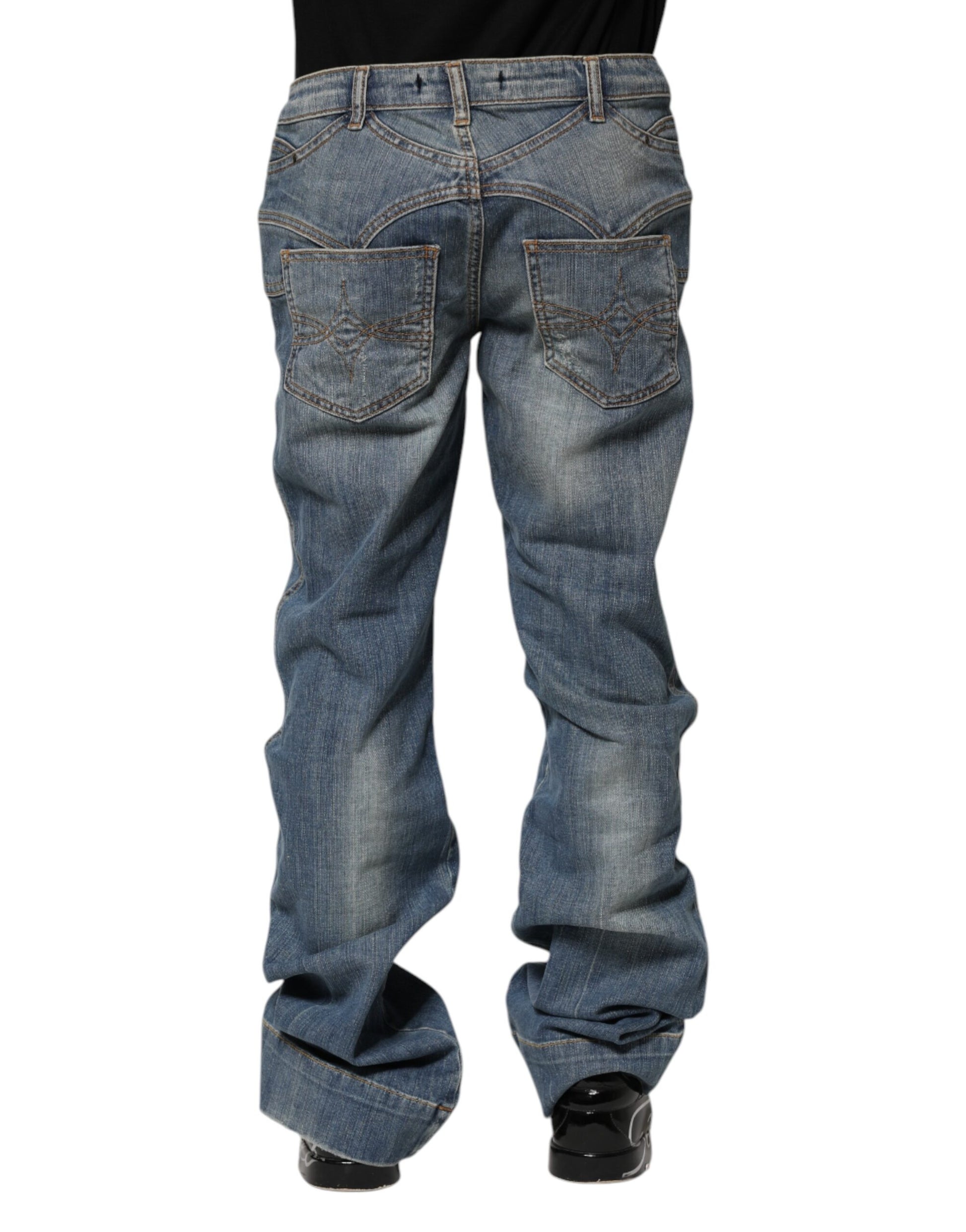 Just Cavalli Blue Washed Straight Fit Men Denim Jeans Just Cavalli