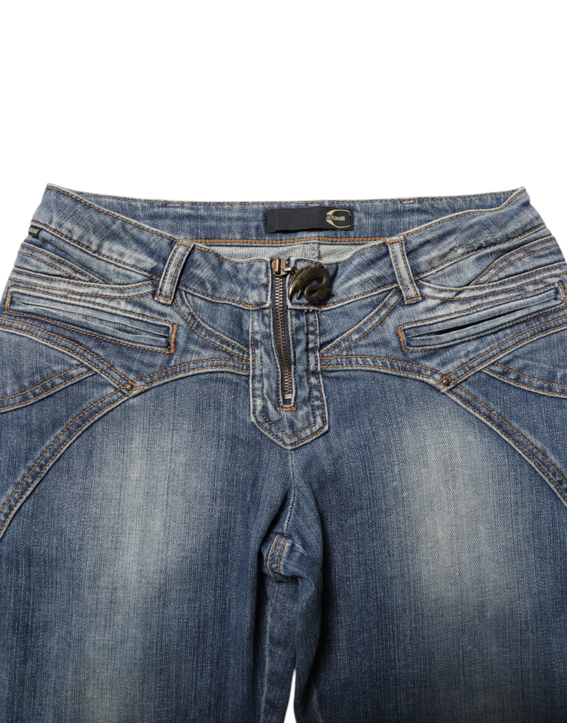 Just Cavalli Blue Washed Straight Fit Men Denim Jeans Just Cavalli