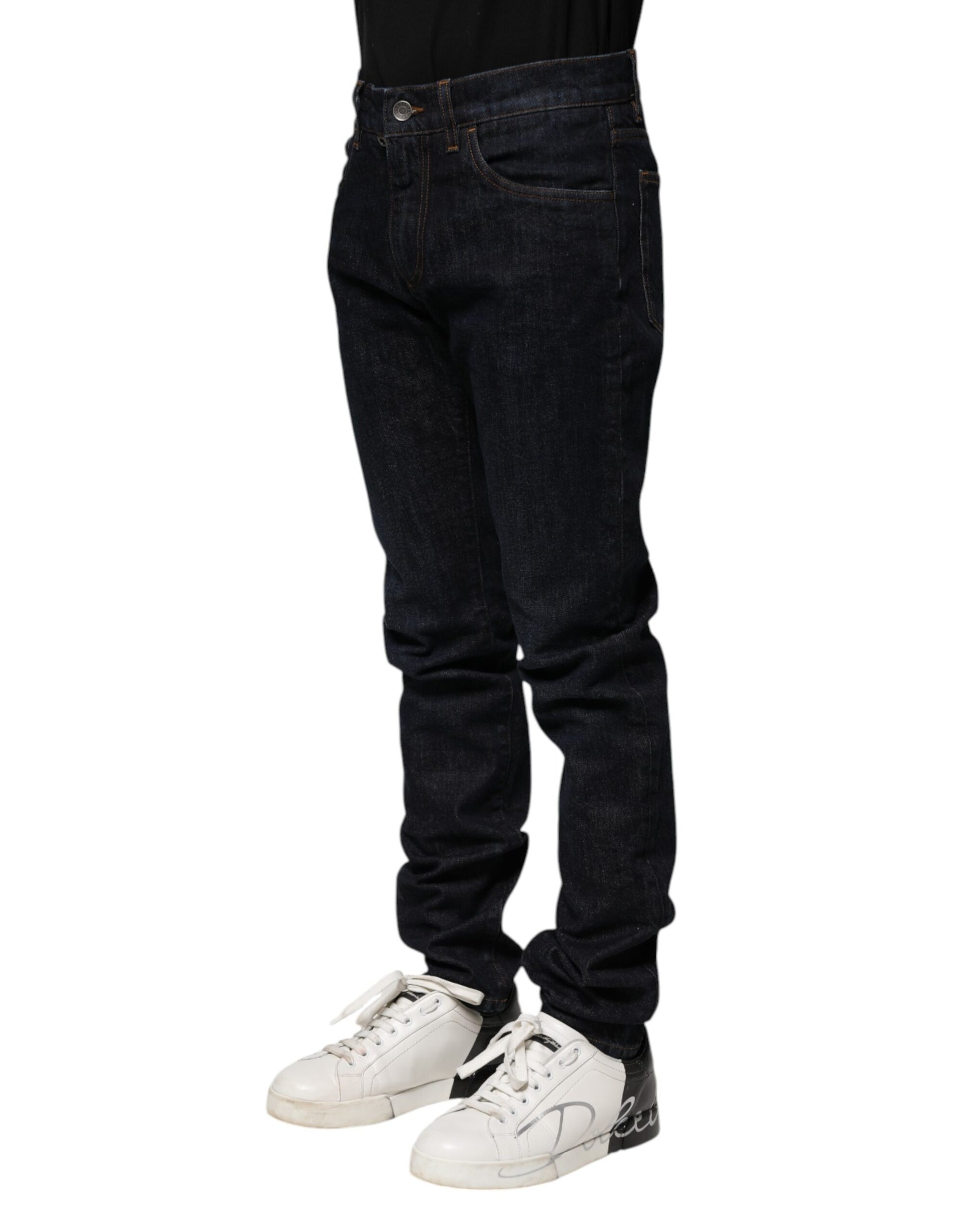 Dolce & Gabbana Black Cotton Skinny Denim Men Jeans Dolce & Gabbana