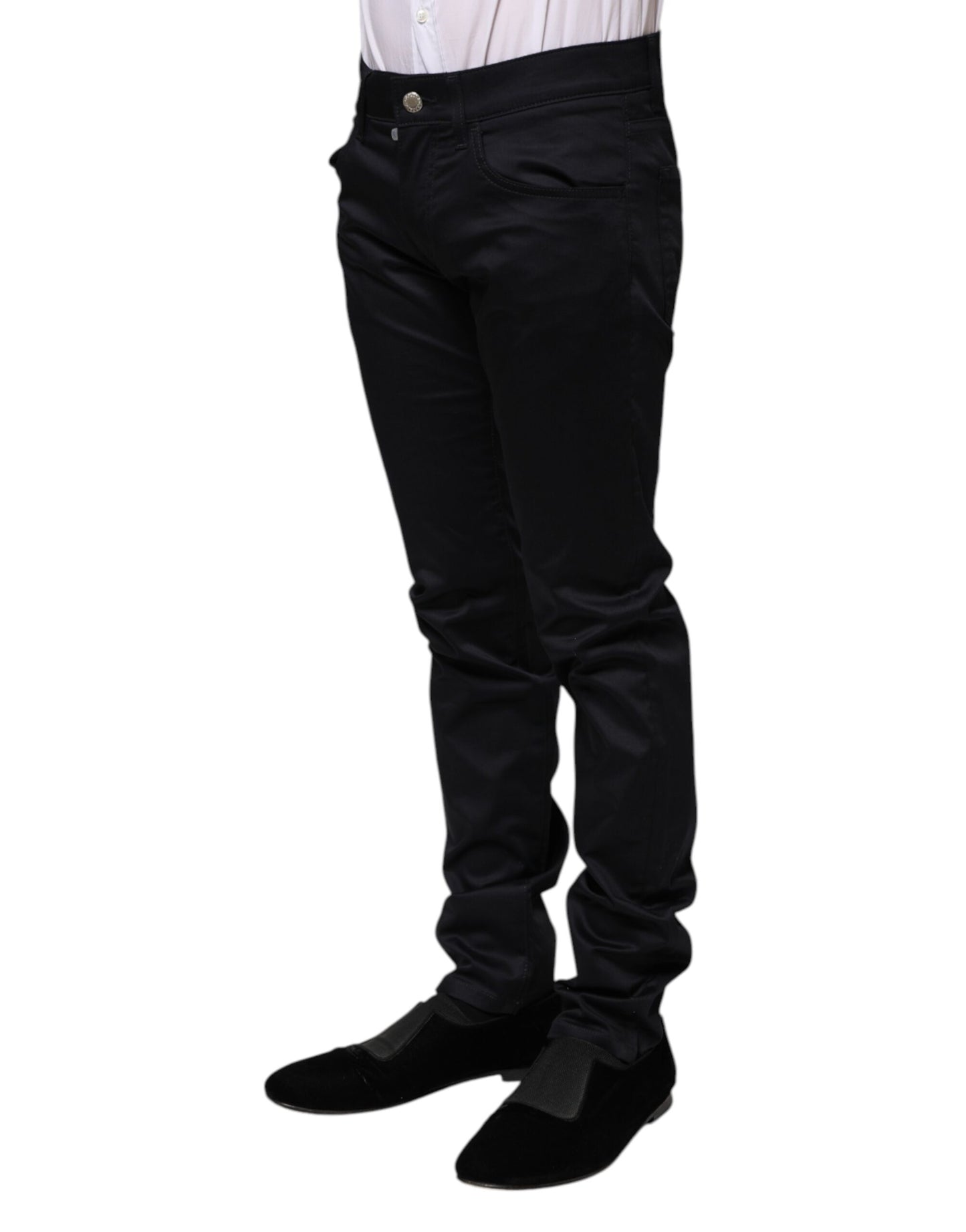 Dolce & Gabbana Black Cotton Skinny Mid Waist Pants Dolce & Gabbana