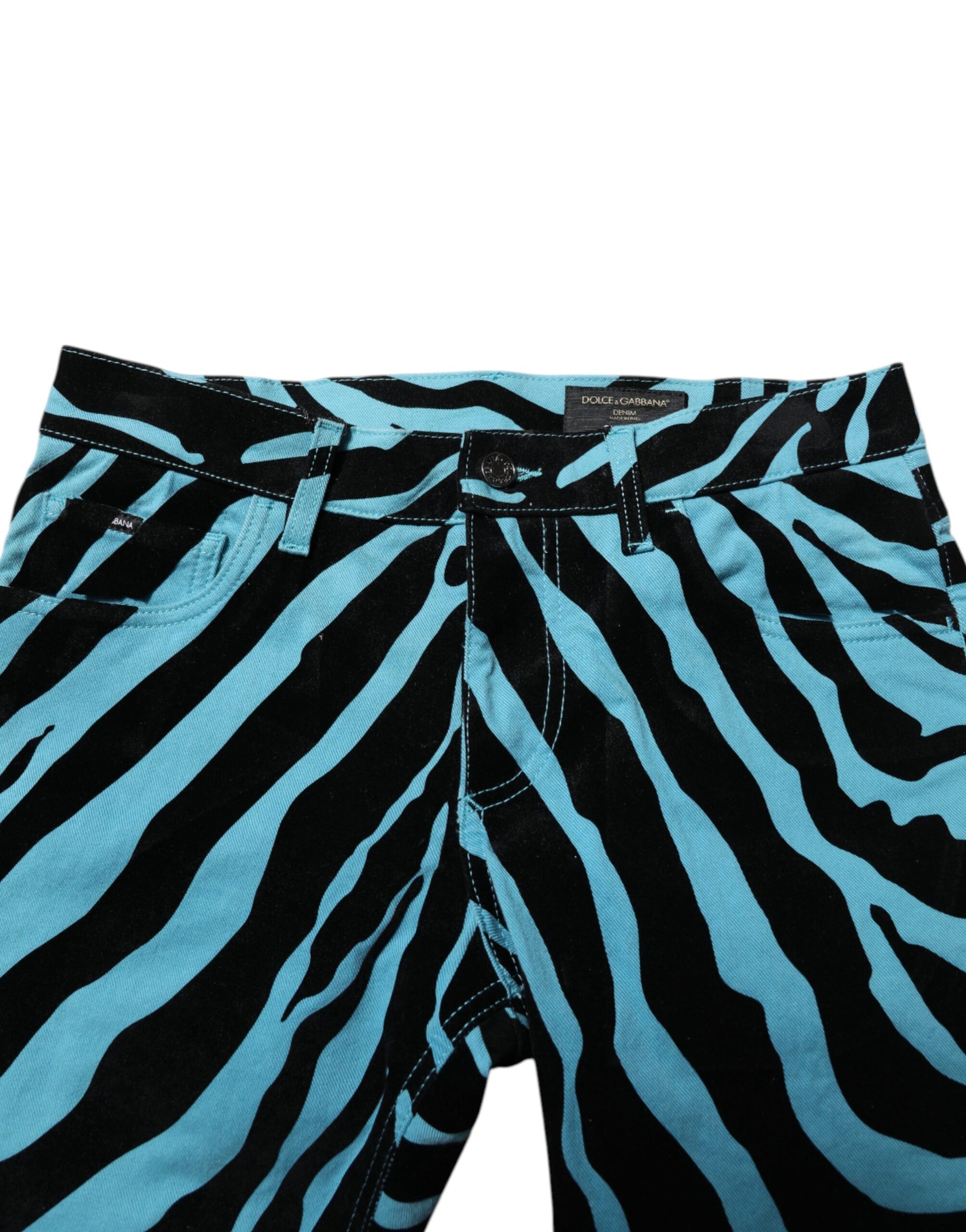 Dolce & Gabbana Blue Black Stripes Skinny Denim Jeans Dolce & Gabbana