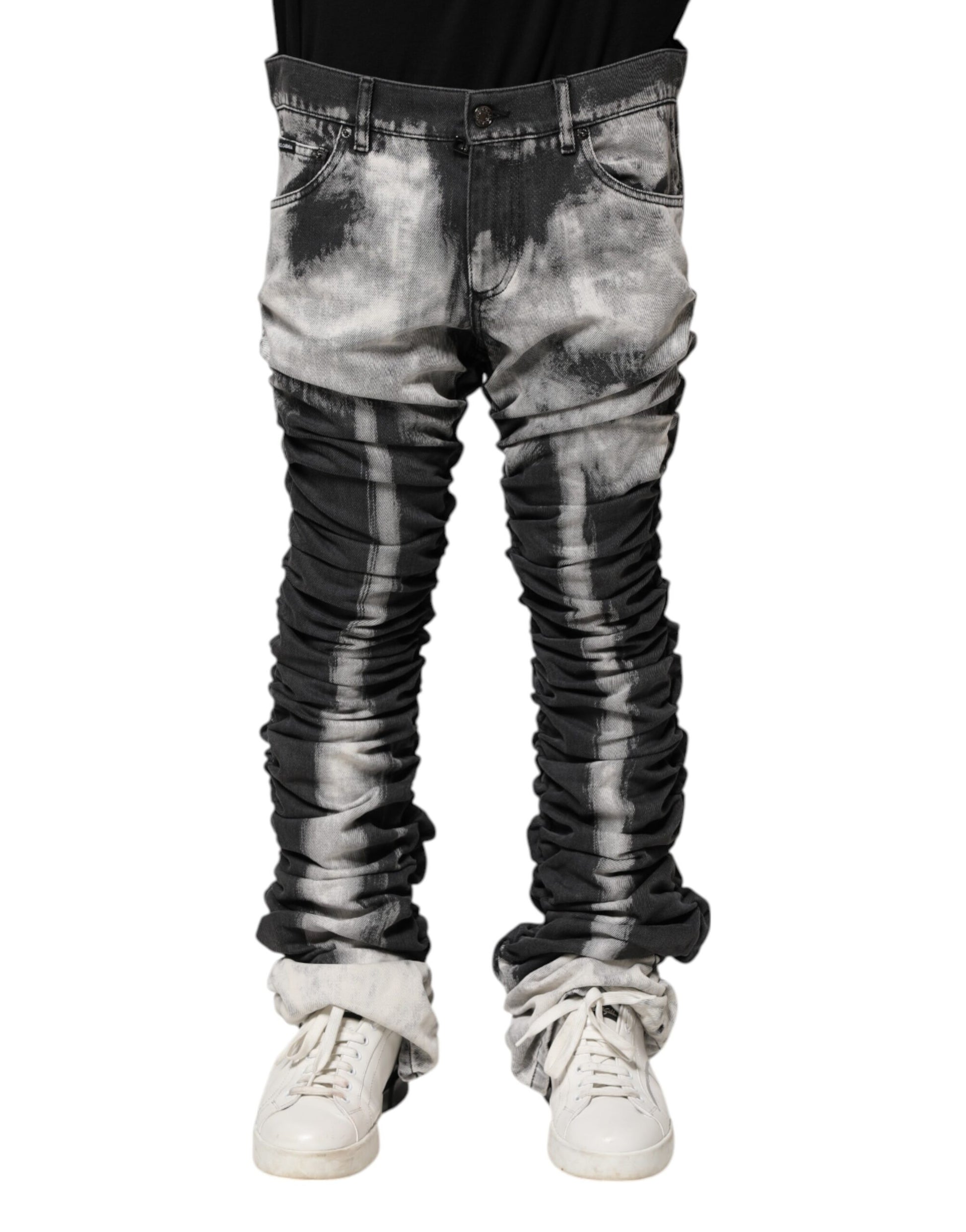 Dolce & Gabbana Black Tie Dye Straight Denim Jeans Dolce & Gabbana