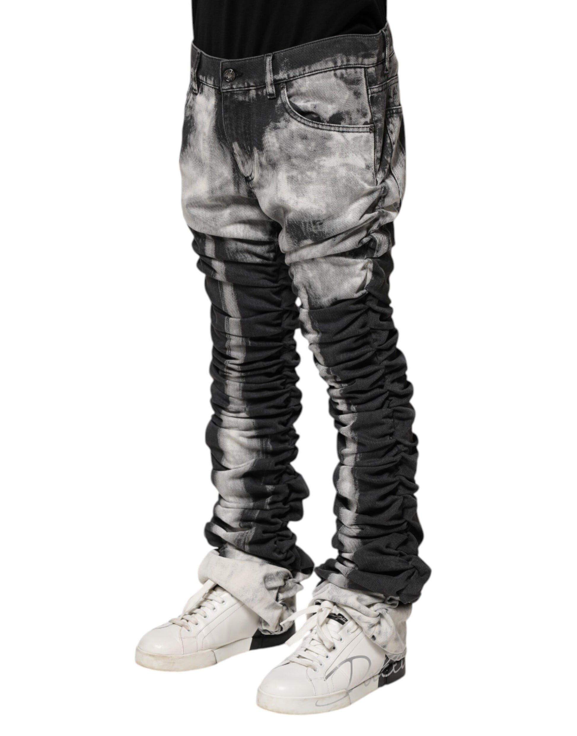 Dolce & Gabbana Black Tie Dye Straight Denim Jeans Dolce & Gabbana