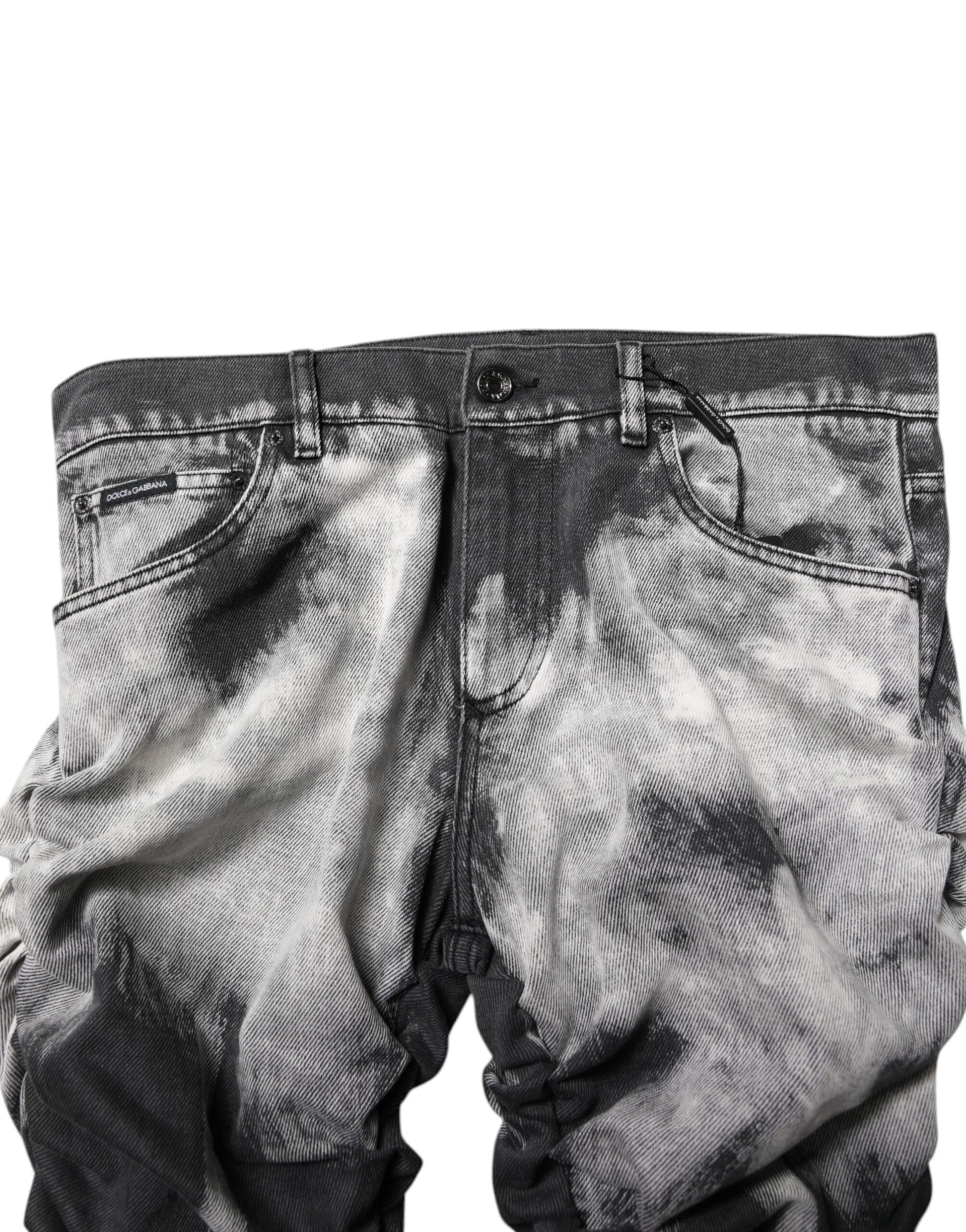 Dolce & Gabbana Black Tie Dye Straight Denim Jeans Dolce & Gabbana