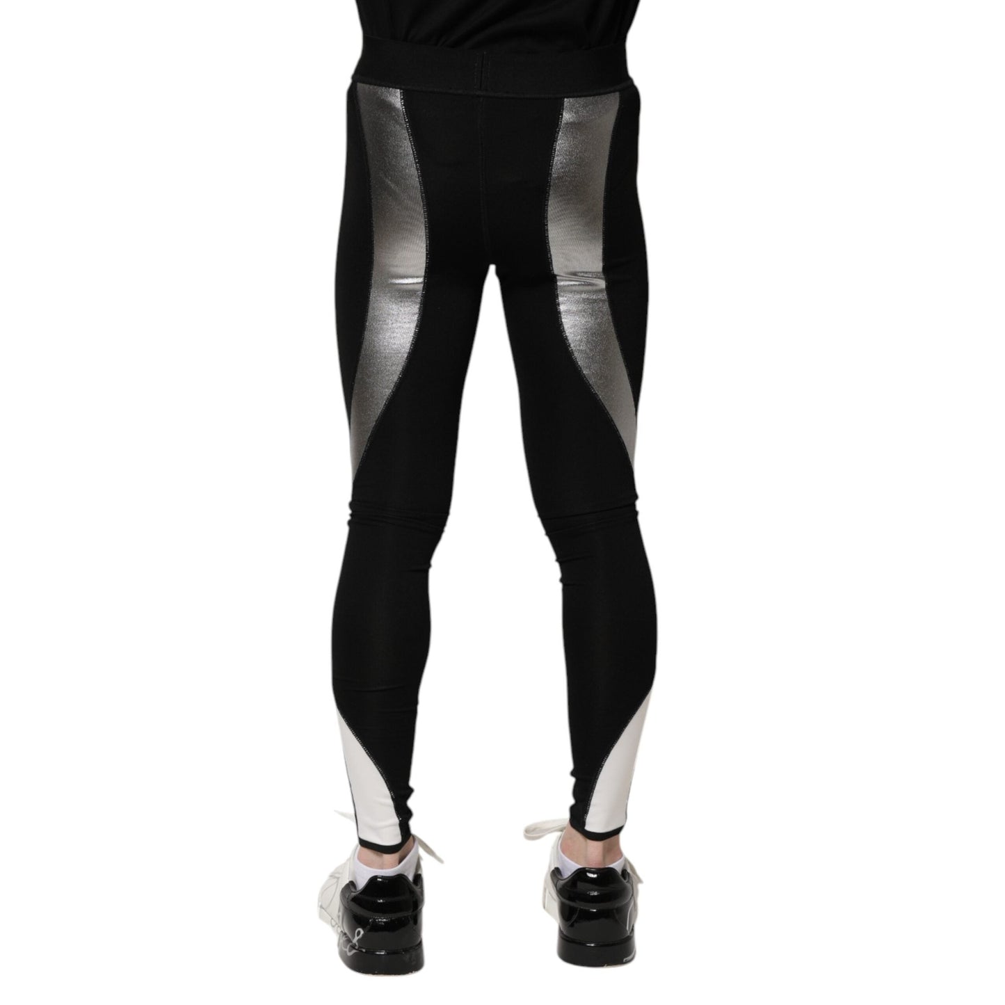 Dolce & Gabbana Black Silver Nylon Skinny Men Leggings Pants Dolce & Gabbana