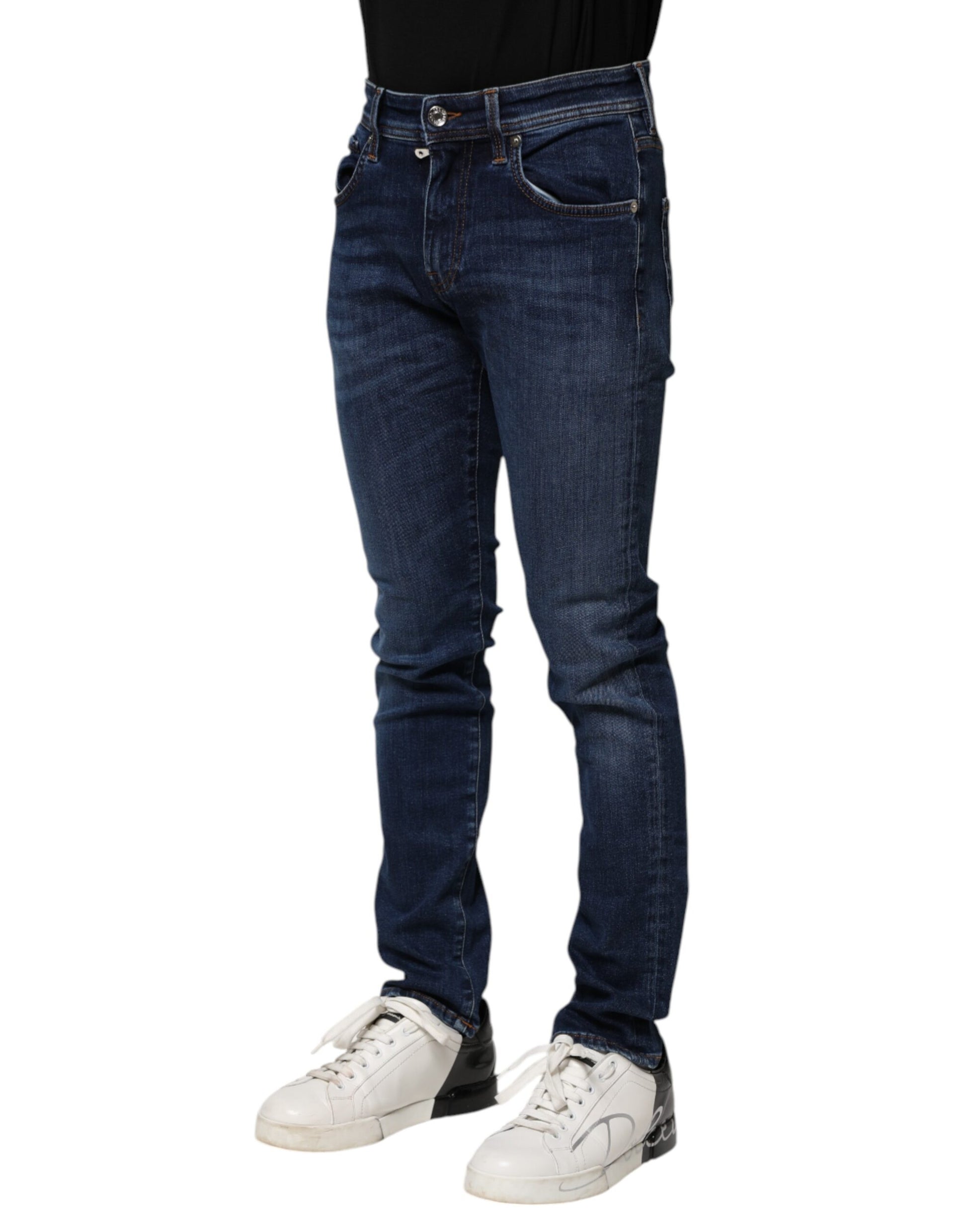 Dolce & Gabbana Dark Blue Cotton Skinny Denim Jeans Dolce & Gabbana