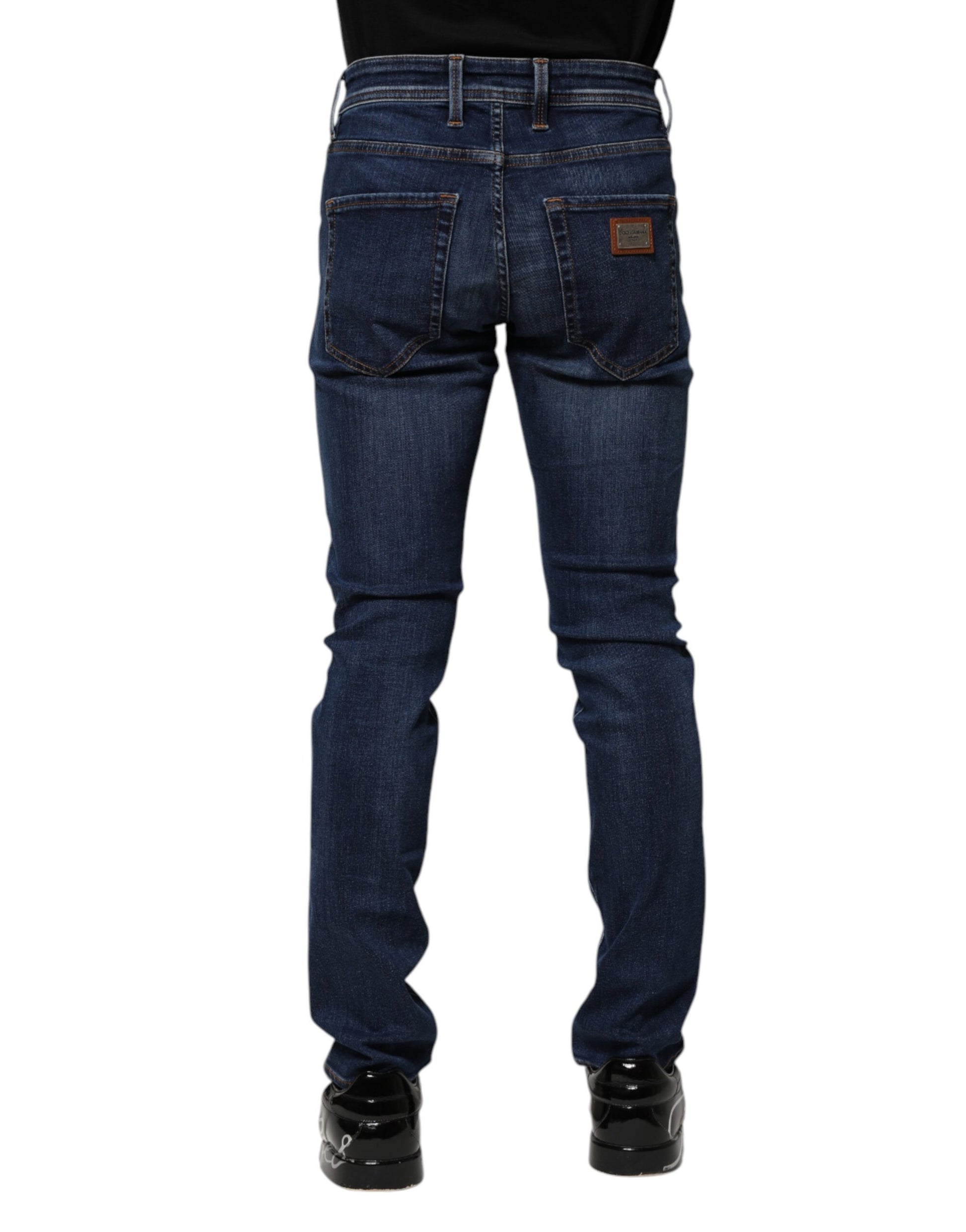 Dolce & Gabbana Dark Blue Cotton Skinny Denim Jeans Dolce & Gabbana