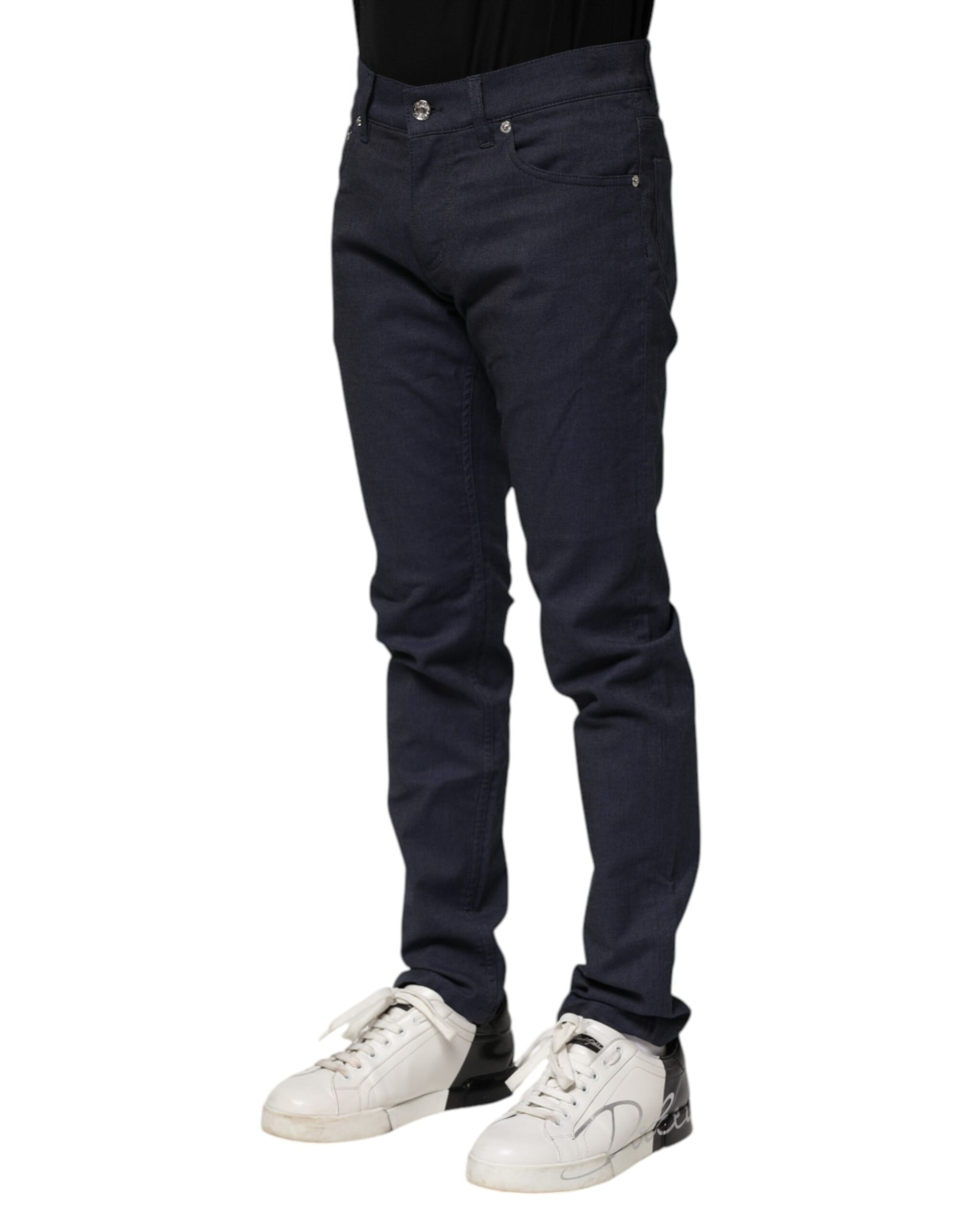 Dolce & Gabbana Dark Blue Cotton Skinny Denim Jeans Dolce & Gabbana