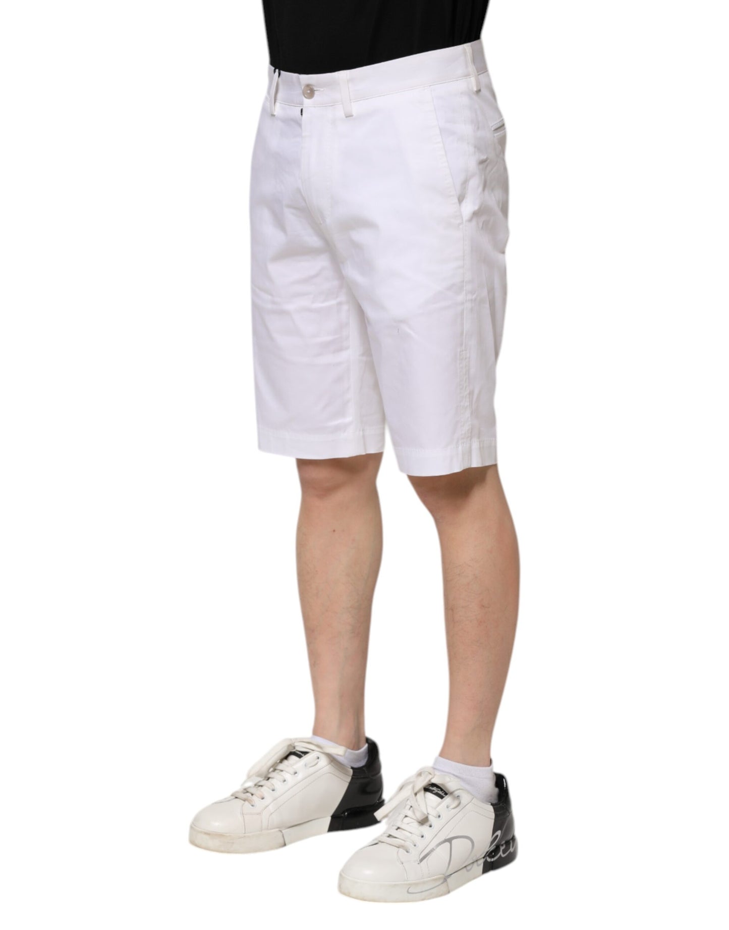 Dolce & Gabbana White Cotton Stretch Men Denim Bermuda Shorts Dolce & Gabbana