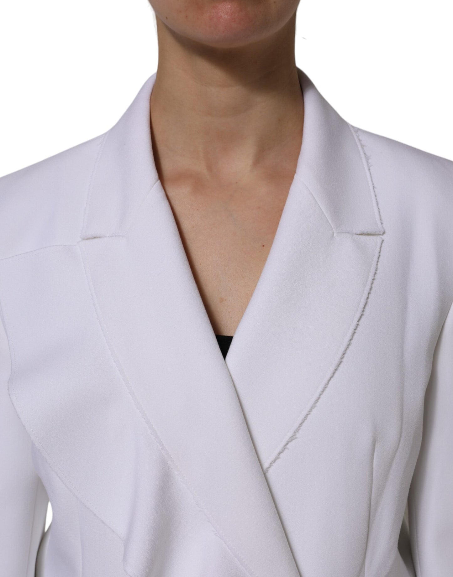 MSGM White Polyester Long Sleeves Ruffled Wrap Jacket MSGM
