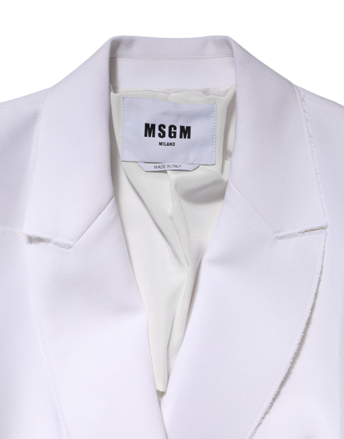 MSGM White Polyester Long Sleeves Ruffled Wrap Jacket MSGM