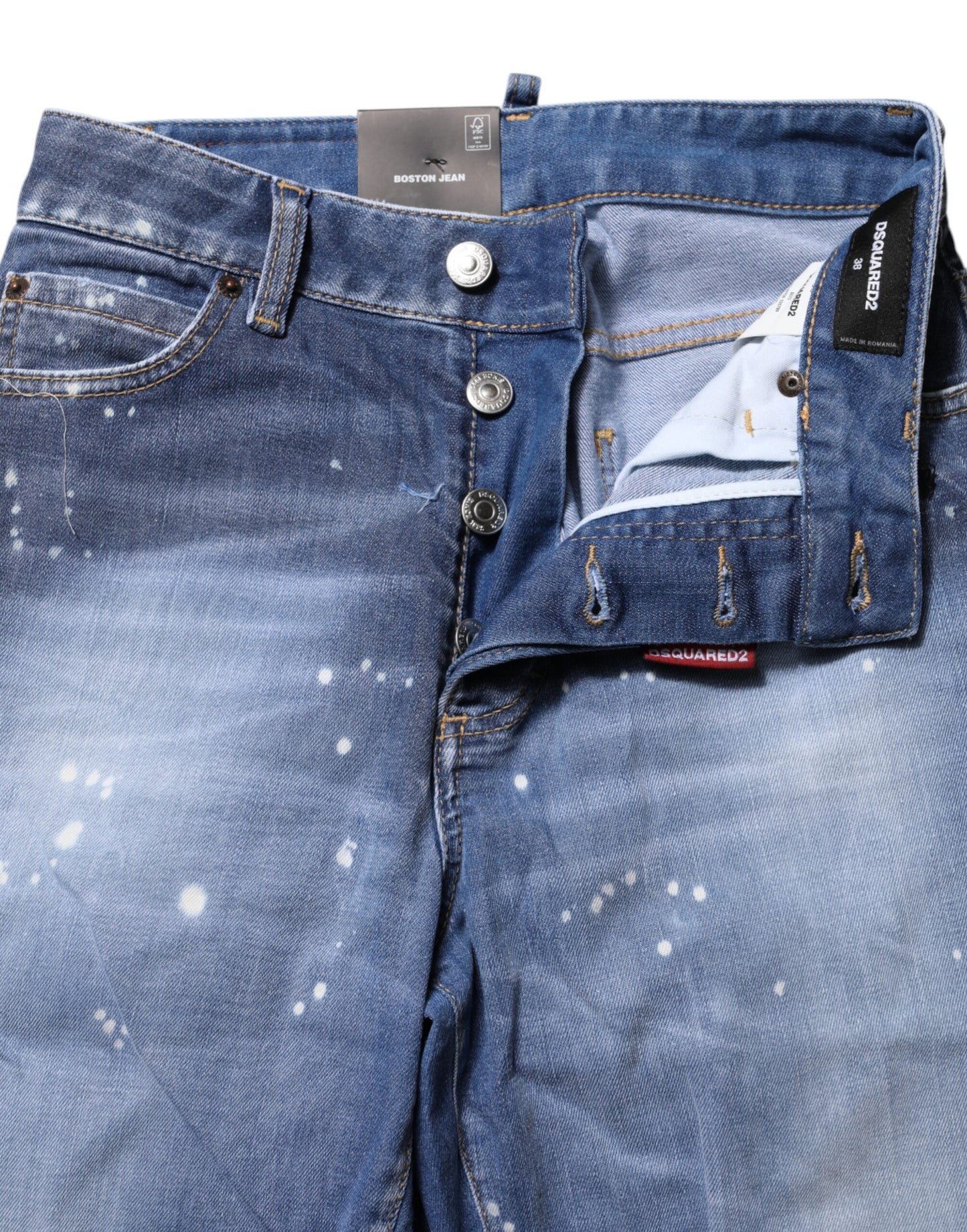 Dsquared² Blue Washed Cotton Mid Waist Straight Jeans Dsquared²