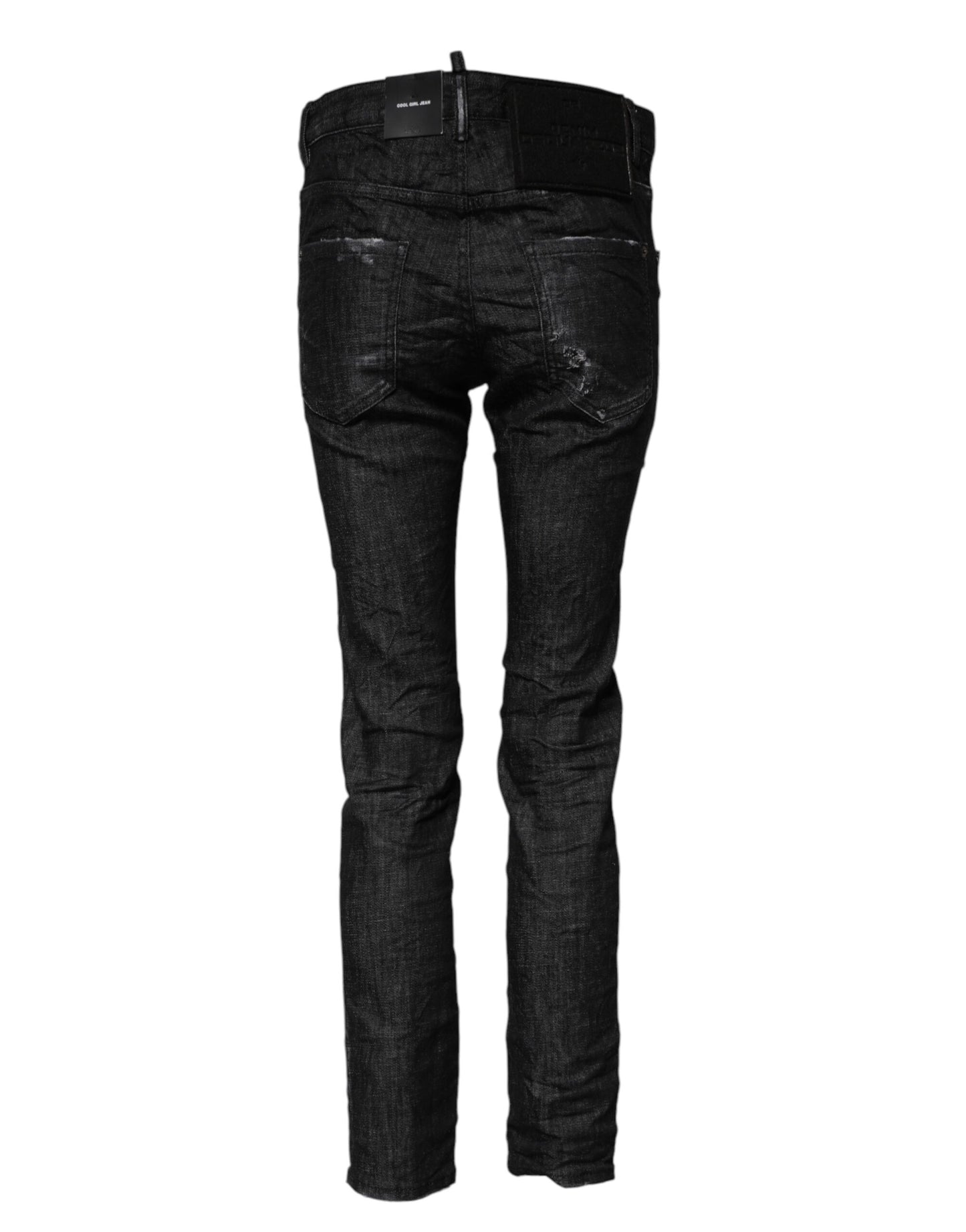 Dsquared² Black Washed Cotton Mid Waist Skinny Jeans Dsquared²