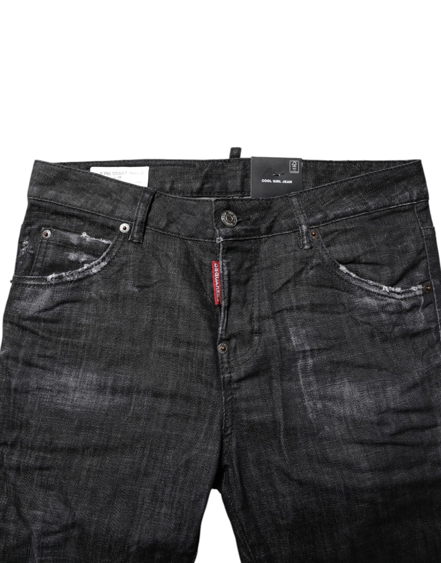 Dsquared² Black Washed Cotton Mid Waist Skinny Jeans Dsquared²
