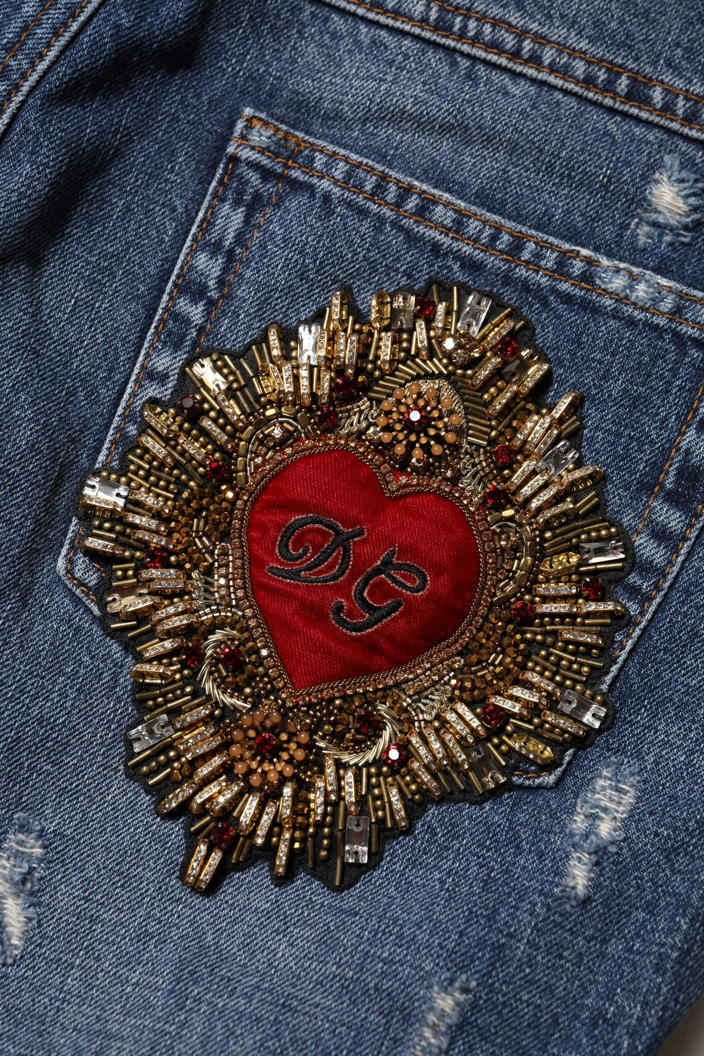 Dolce & Gabbana Blue Cotton Tattered Boyfriend Denim Jeans Dolce & Gabbana