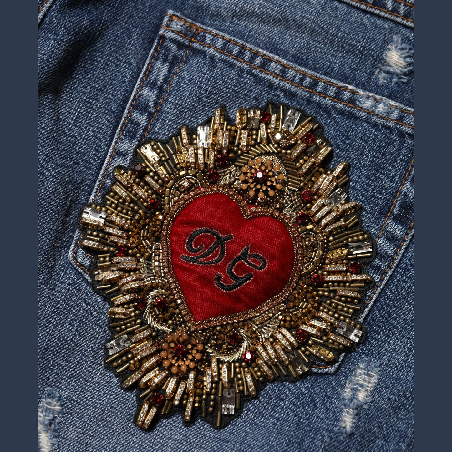 Dolce & Gabbana Blue Cotton Tattered Boyfriend Denim Jeans