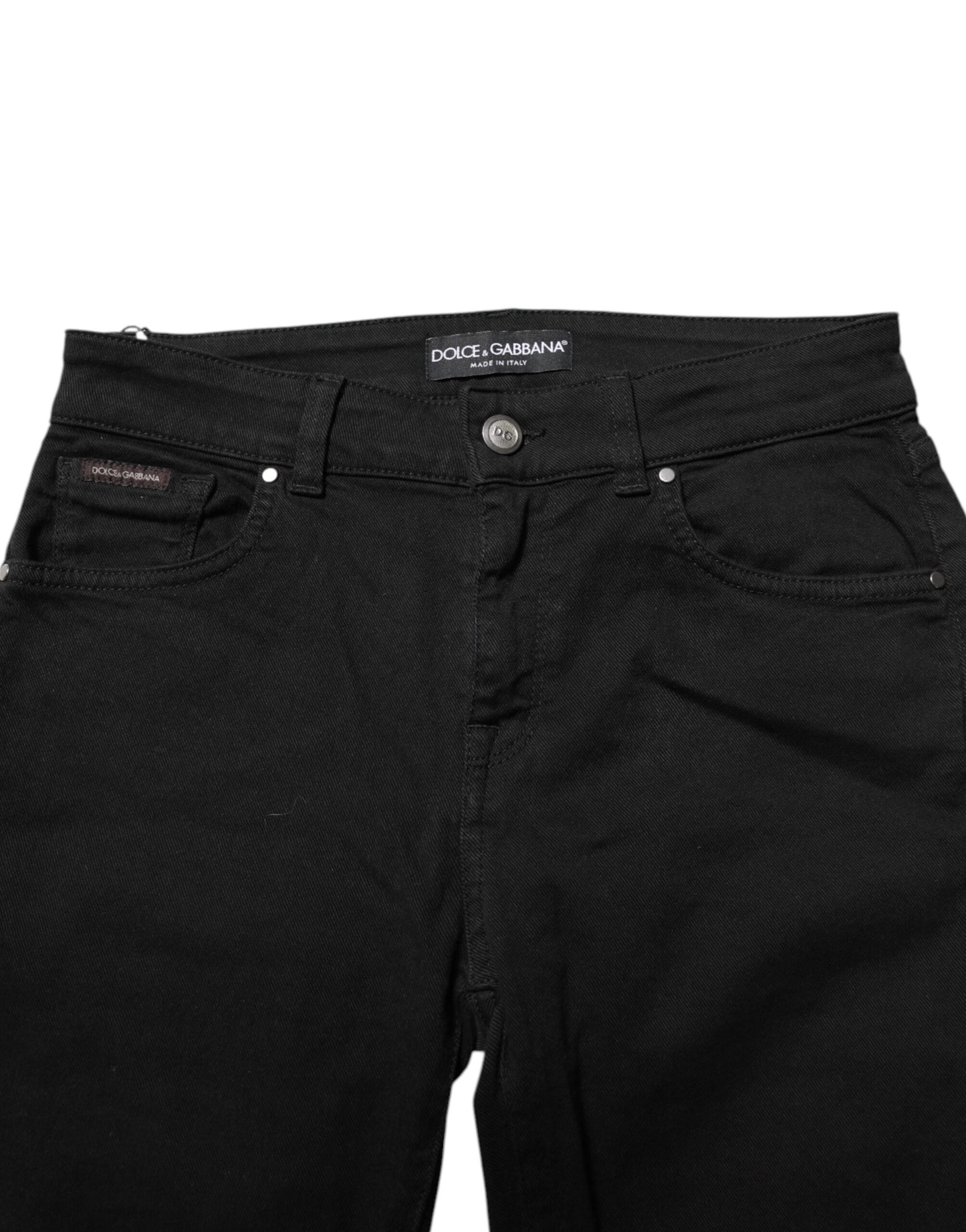 Dolce & Gabbana Black Cotton Skinny Mid Waisted Denim Jeans Dolce & Gabbana
