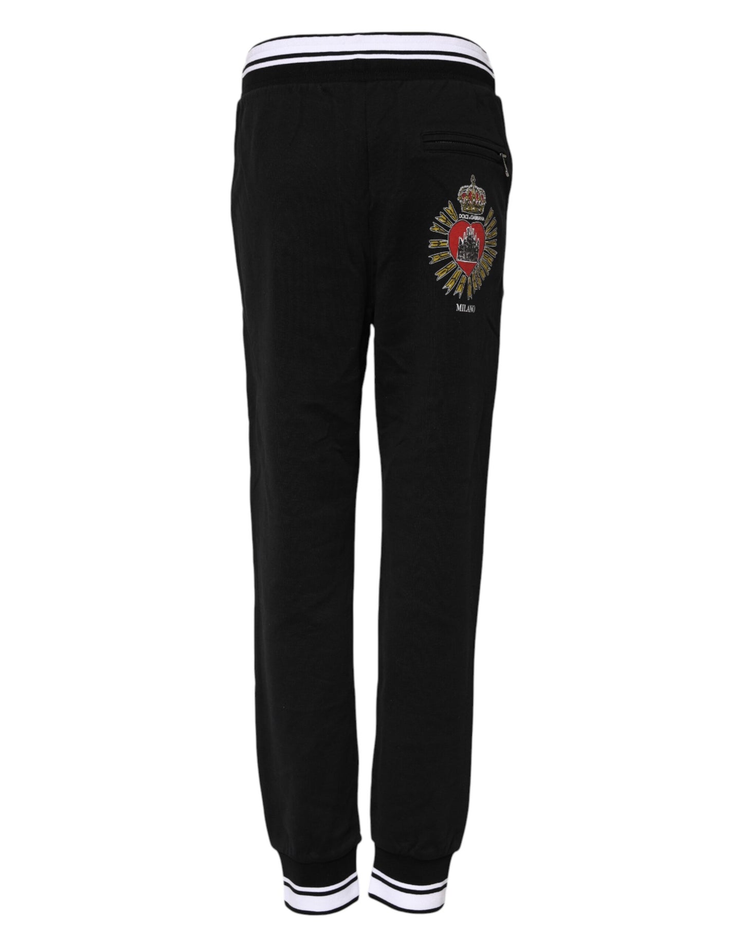 Dolce & Gabbana Black Cotton Mid Waist Jogger Pants Dolce & Gabbana