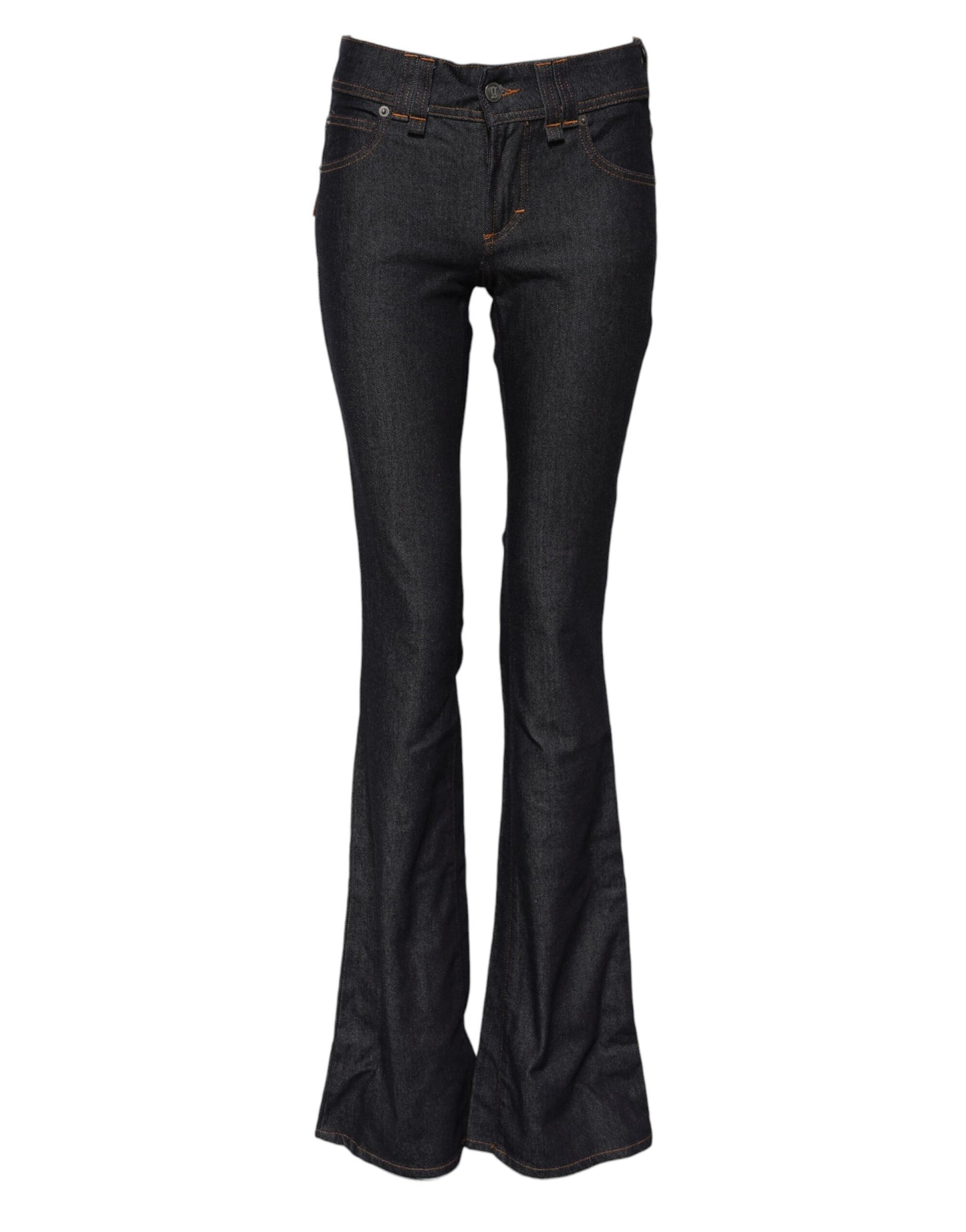 John Galliano Blue Mid Waist Cotton Wide Leg Denim Jeans John Galliano