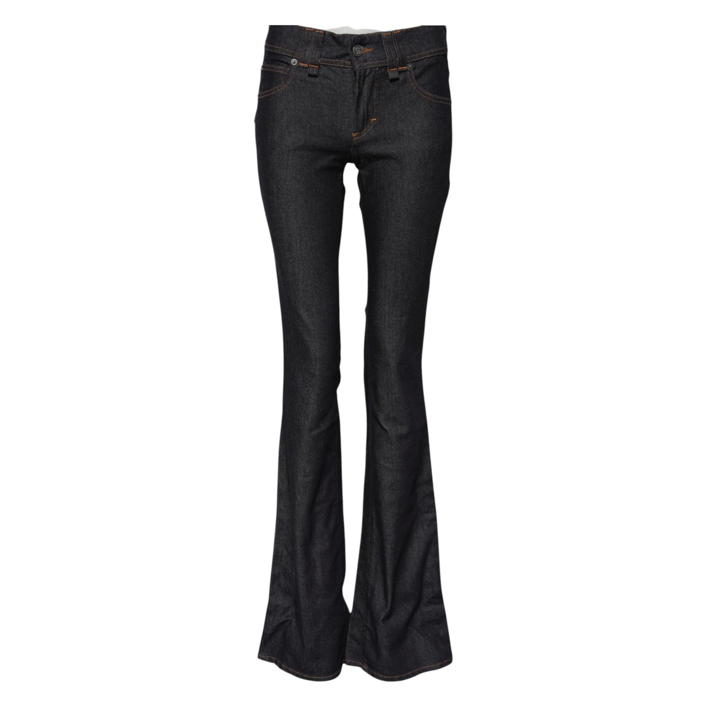 John Galliano Blue Mid Waist Cotton Wide Leg Denim Jeans John Galliano