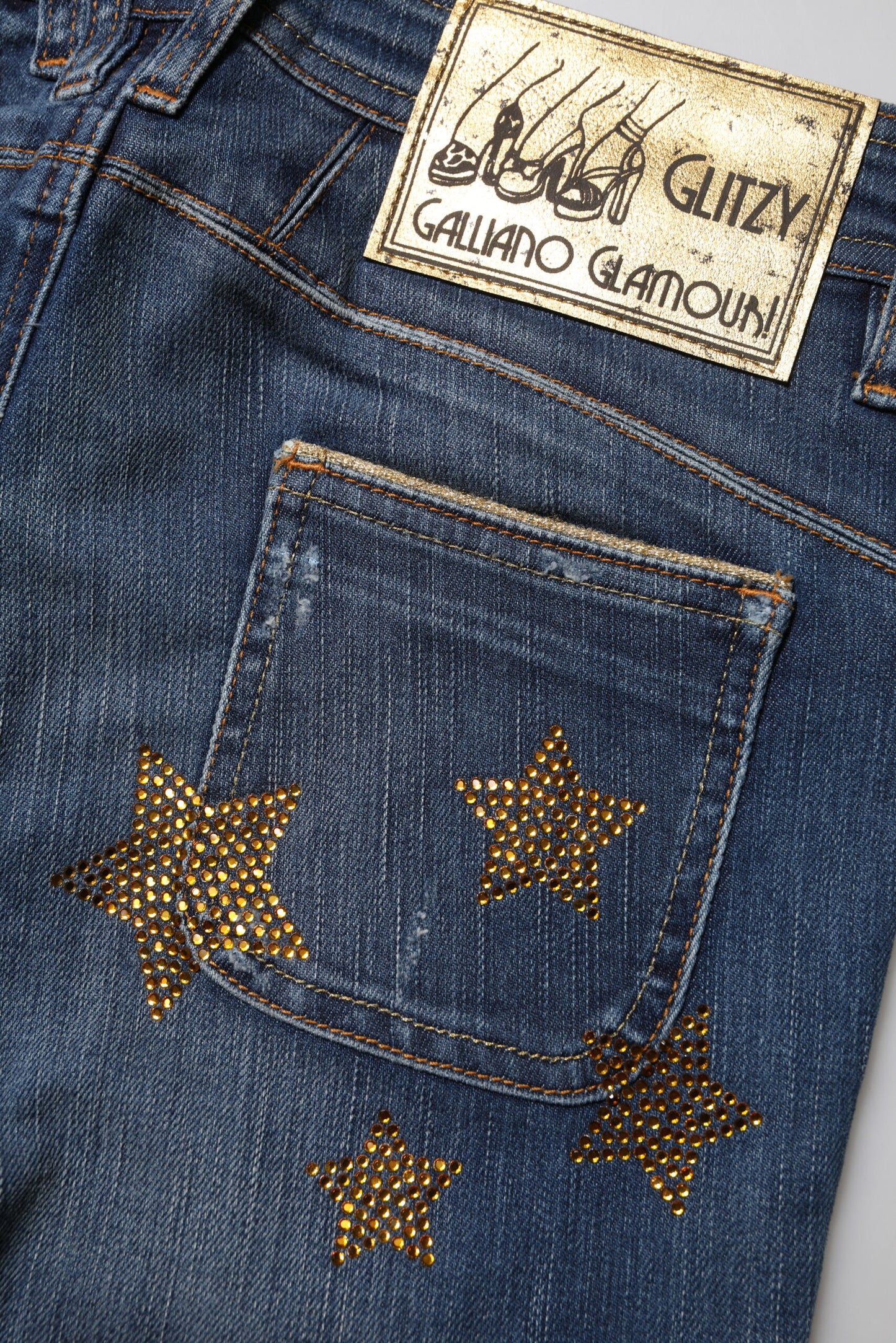 John Galliano Blue Cotton Mid Waist Wide Leg Denim Jeans John Galliano