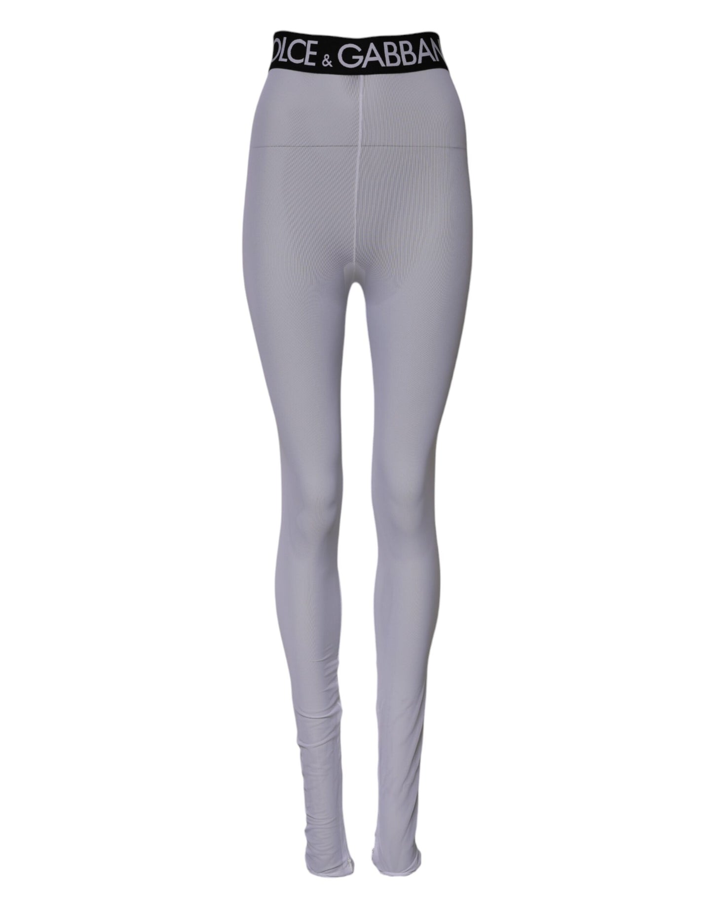 Dolce & Gabbana Gray Nylon DG Logo Mid Waisted Leggings Pants Dolce & Gabbana
