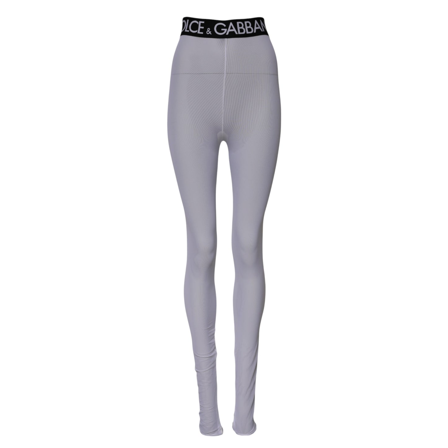 Dolce & Gabbana Gray Nylon DG Logo Mid Waisted Leggings Pants Dolce & Gabbana