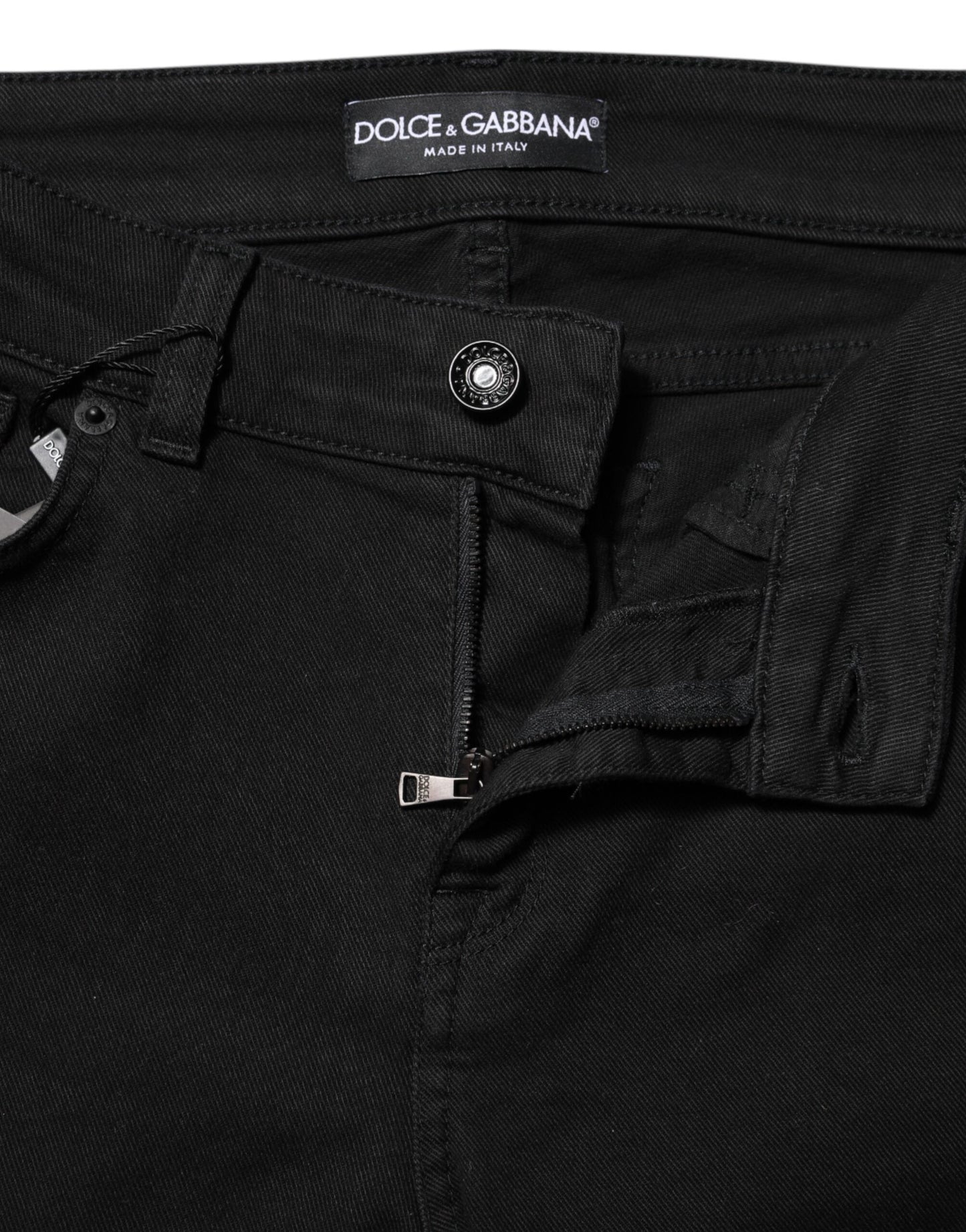 Dolce & Gabbana Black Cotton Skinny Mid Waisted Denim Jeans Dolce & Gabbana