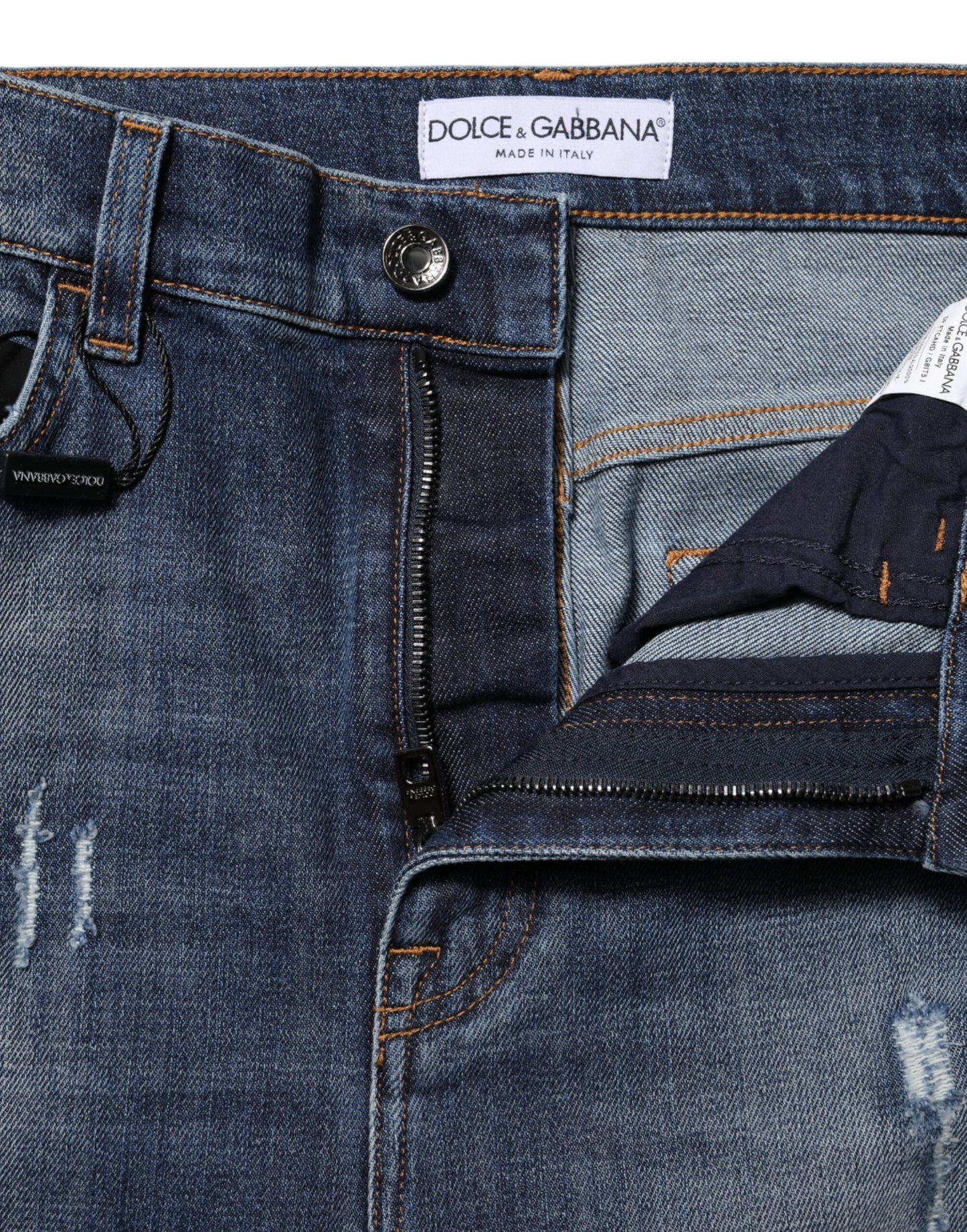 Dolce & Gabbana Blue Washed Cotton High Waisted Denim Jeans Dolce & Gabbana