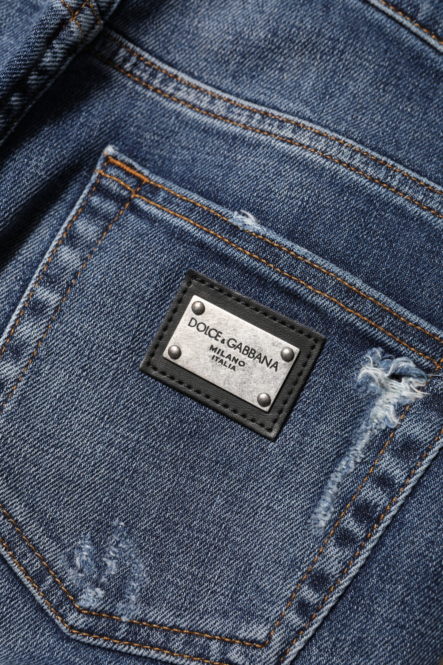 Dolce & Gabbana Blue Washed Cotton High Waisted Denim Jeans Dolce & Gabbana