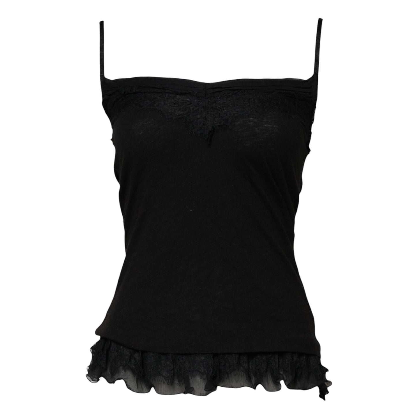 Scervino Street Black Wool Sleeveless Square Neck Tank Top Scervino Street