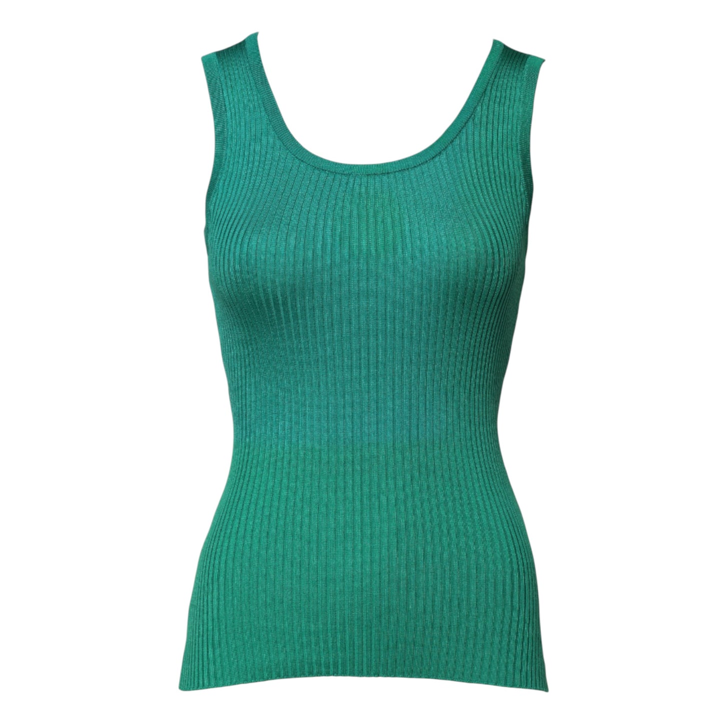 Dolce & Gabbana Green Silk Sleeveless Round Neck Tank Top Dolce & Gabbana