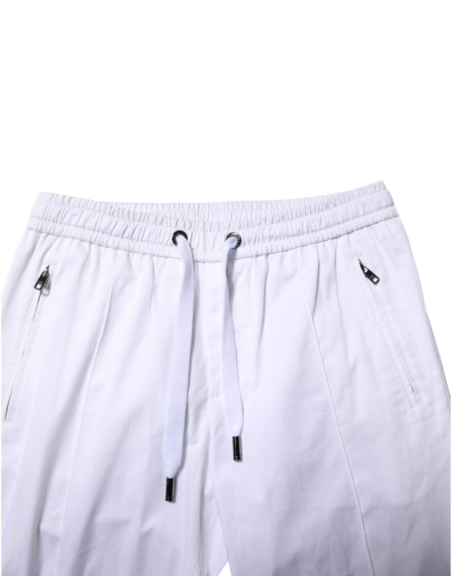 Dolce & Gabbana White Cotton Stretch Logo Men Jogger Pants Dolce & Gabbana