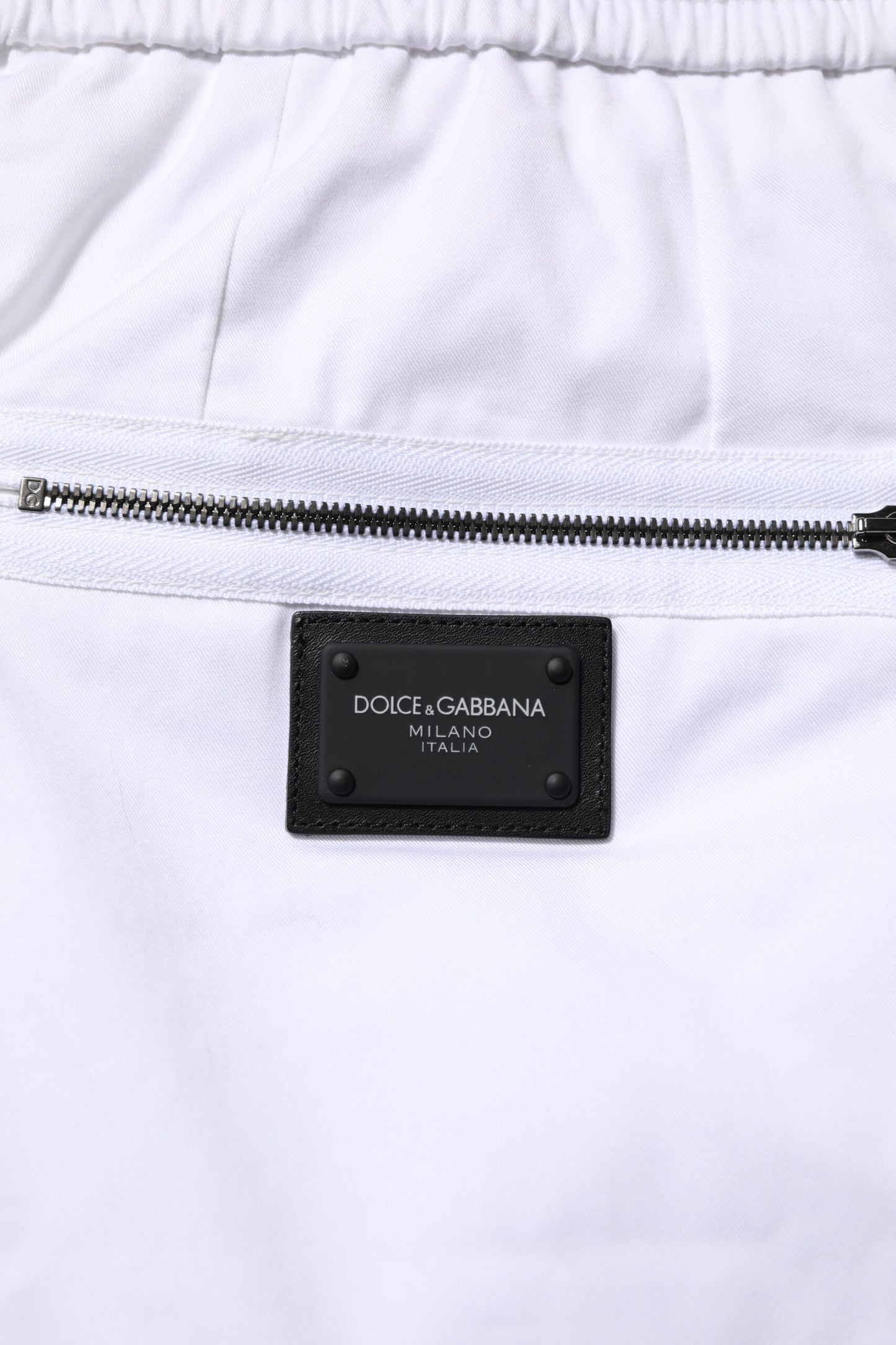 Dolce & Gabbana White Cotton Stretch Logo Men Jogger Pants Dolce & Gabbana