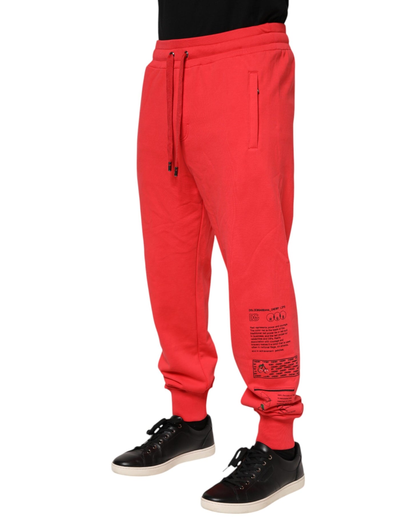 Dolce & Gabbana Red Cotton Men Jogger Sweatpants Pants Dolce & Gabbana