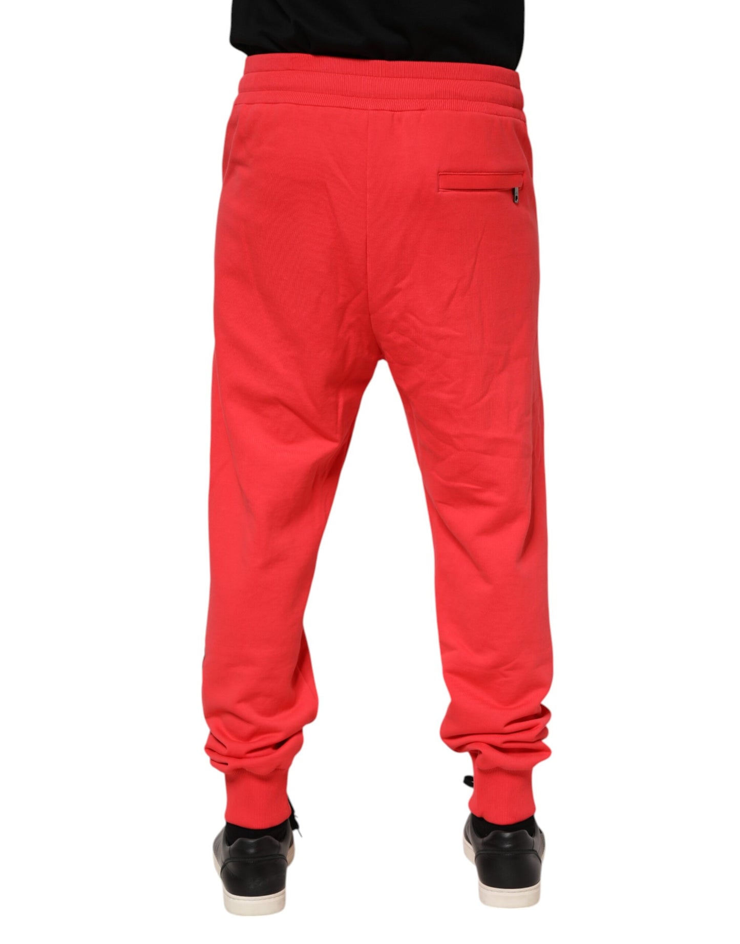 Dolce & Gabbana Red Cotton Men Jogger Sweatpants Pants Dolce & Gabbana