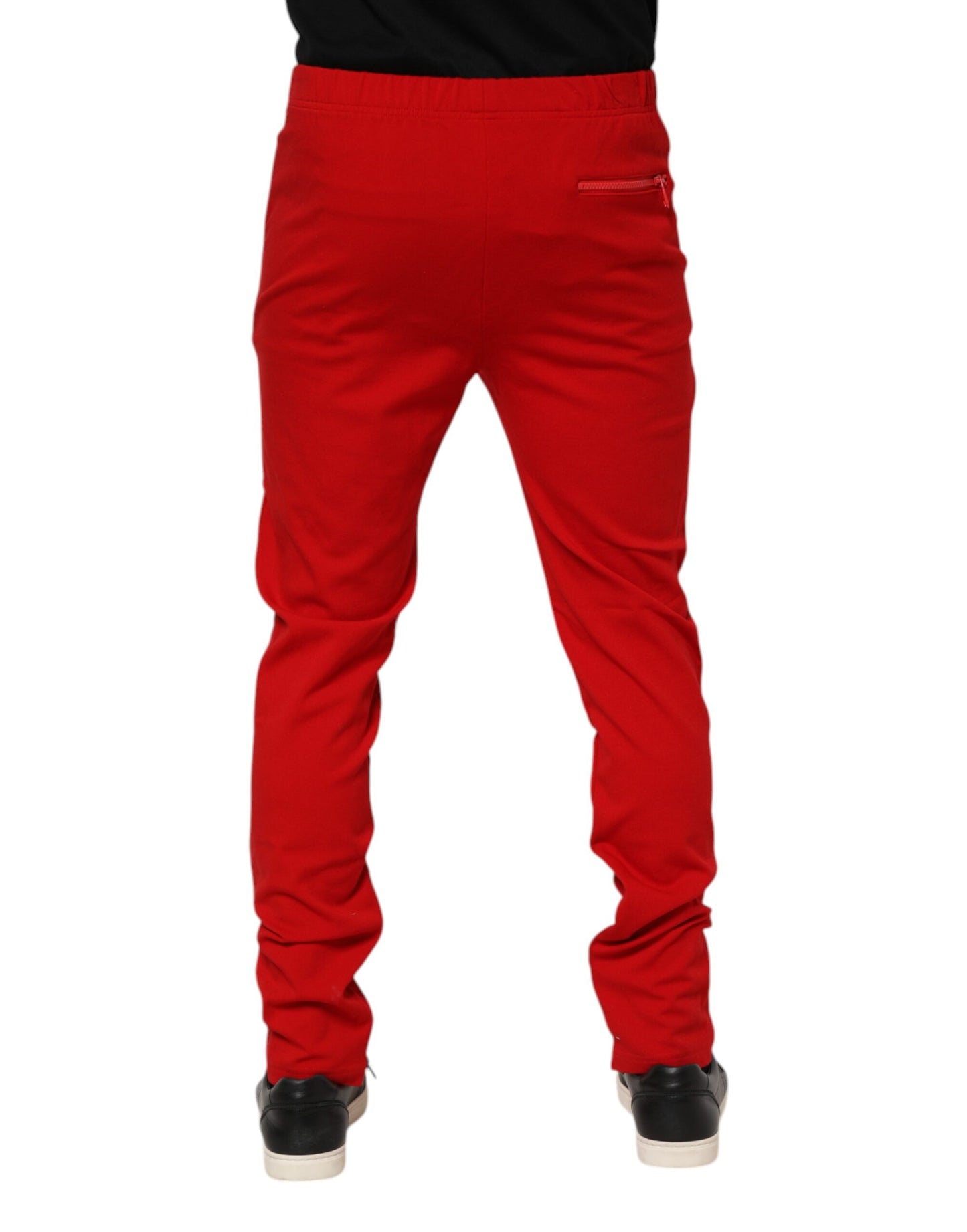 Dolce & Gabbana Red Viscose Logo Jogger Men Sweatpants Pants Dolce & Gabbana
