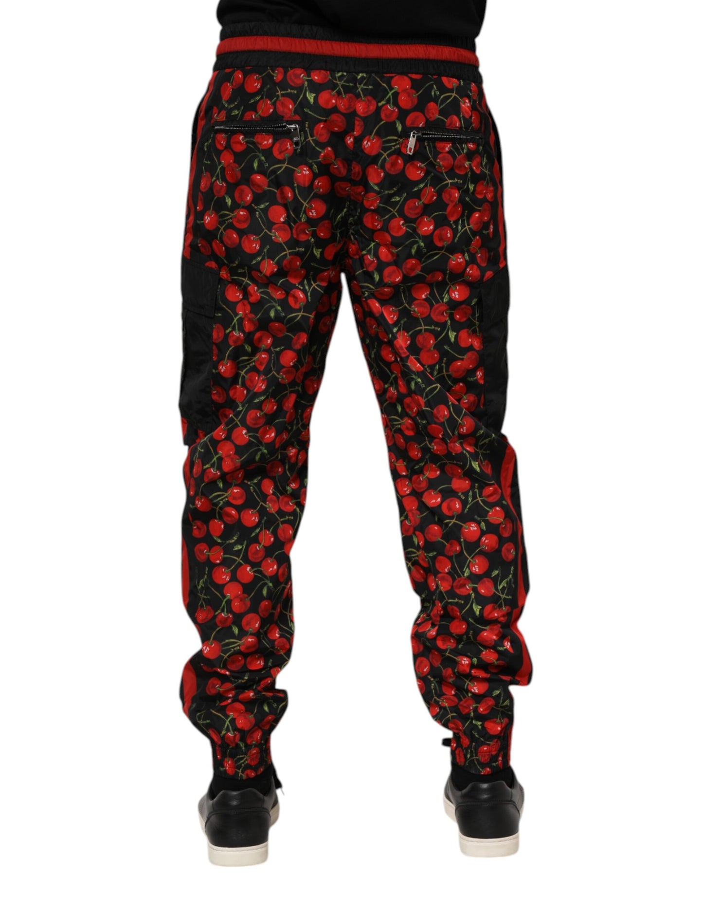 Dolce & Gabbana Black Red Cherry Print Men Sweatpants Pants Dolce & Gabbana