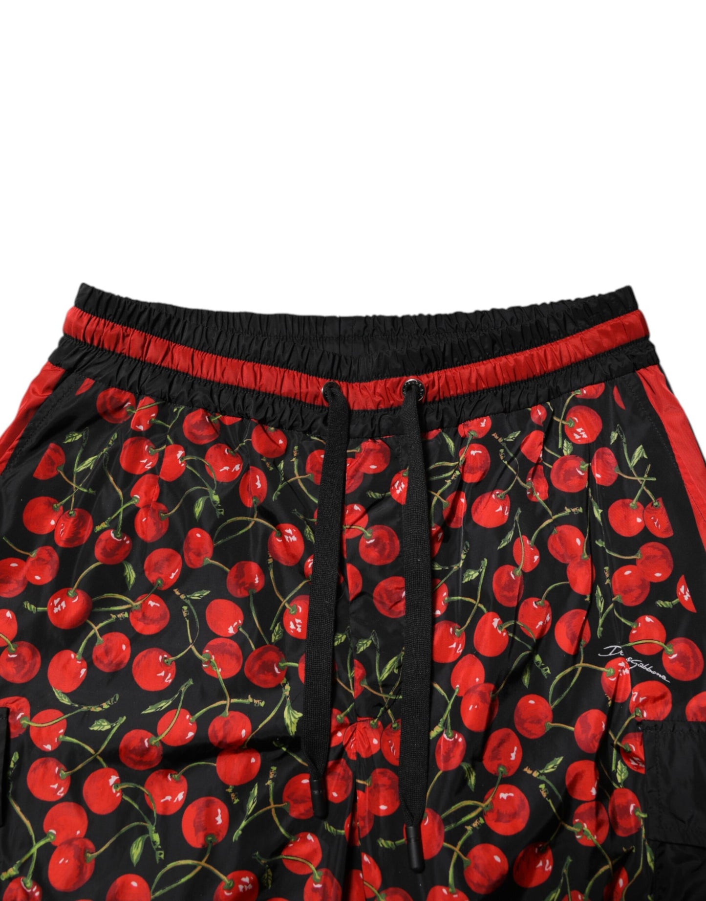 Dolce & Gabbana Black Red Cherry Print Men Sweatpants Pants Dolce & Gabbana