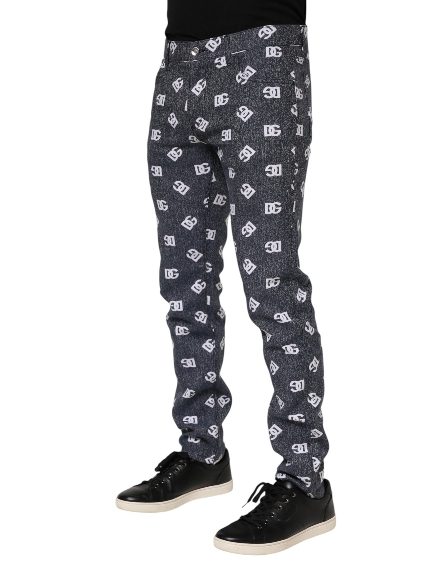 Dolce & Gabbana Dark Gray Logo Cotton Skinny Slim Denim Jeans Dolce & Gabbana