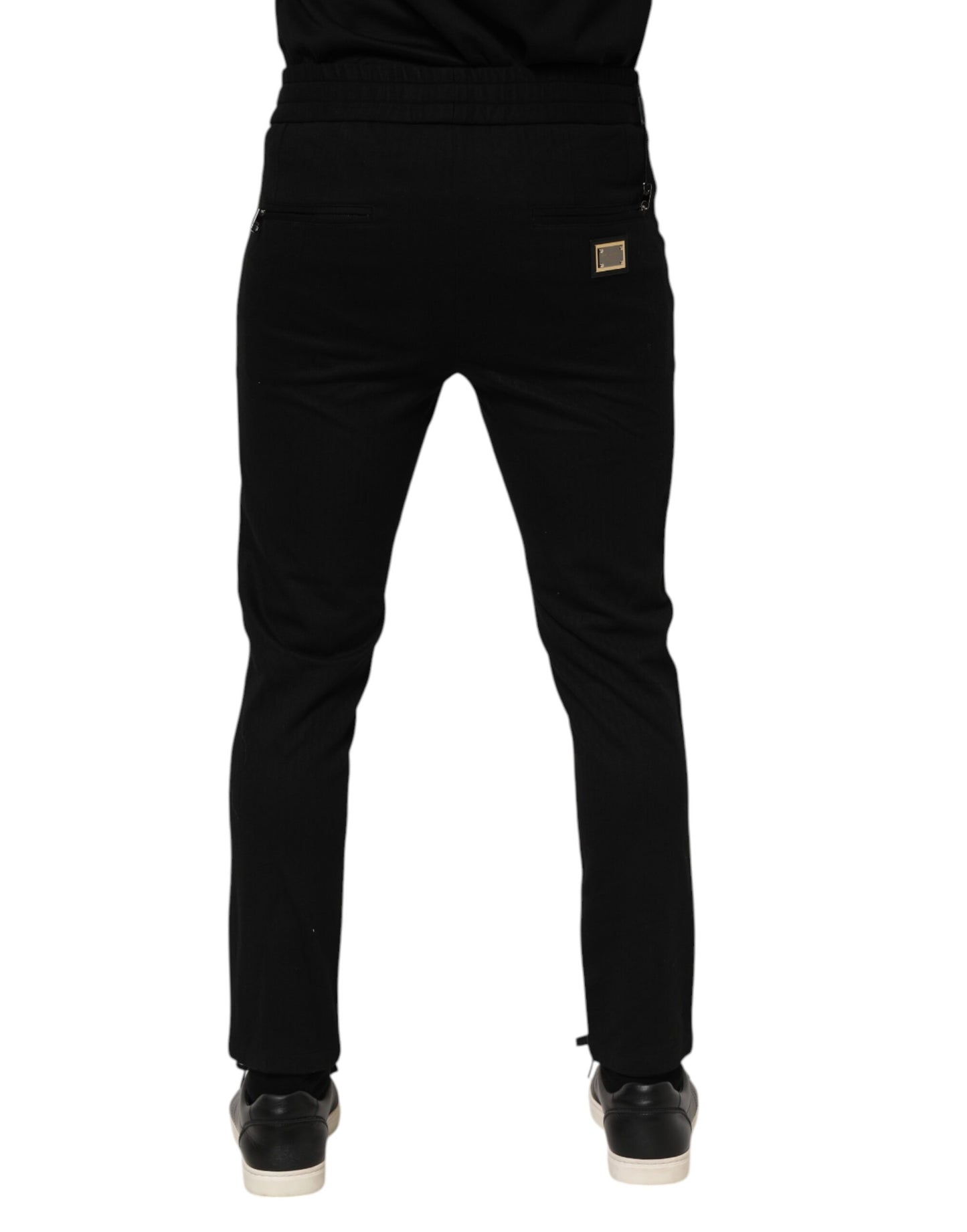 Dolce & Gabbana Black Viscose Drawstring Men Jogger Pants Dolce & Gabbana
