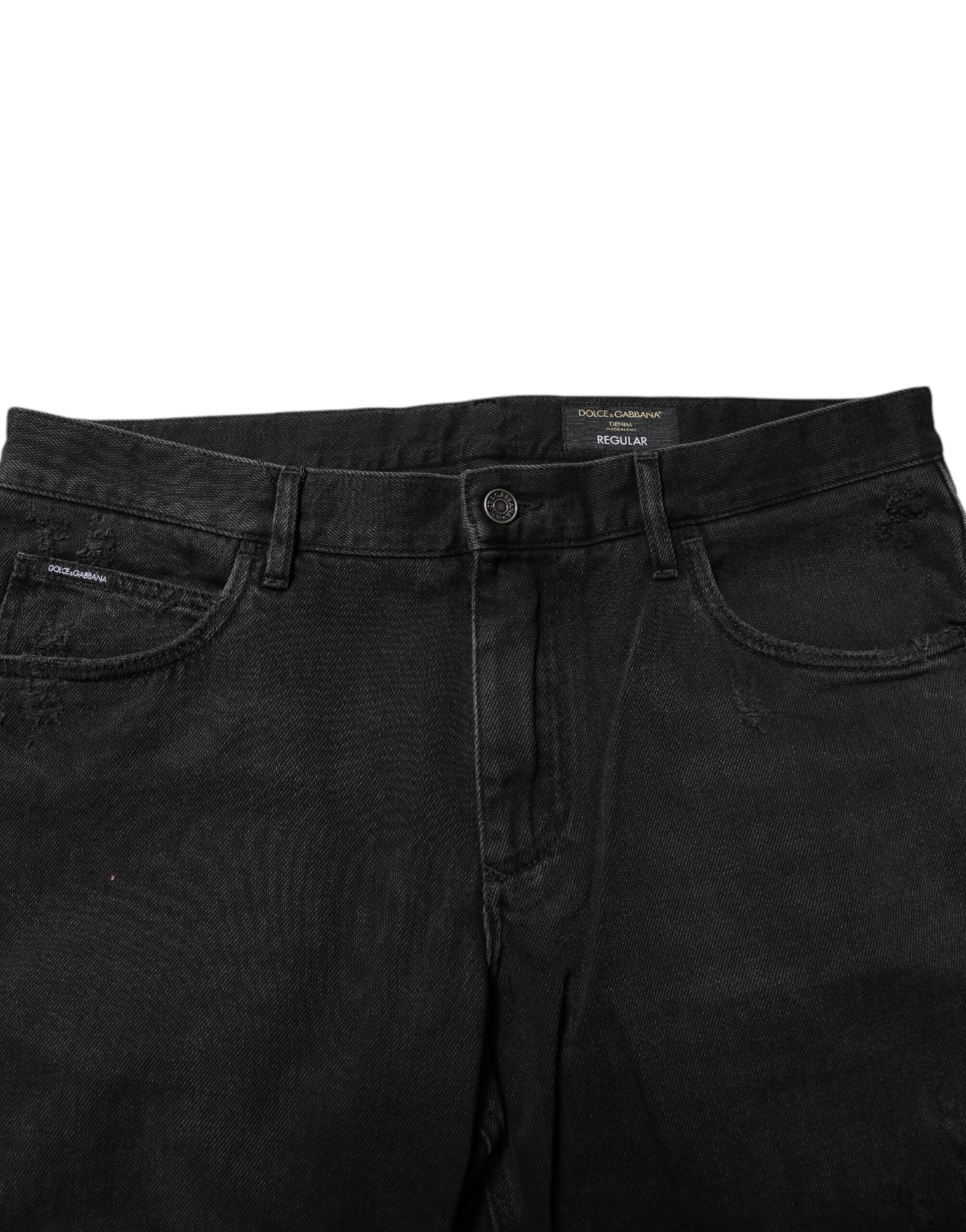 Dolce & Gabbana Black Cotton Logo Plaque Skinny Denim Jeans Dolce & Gabbana