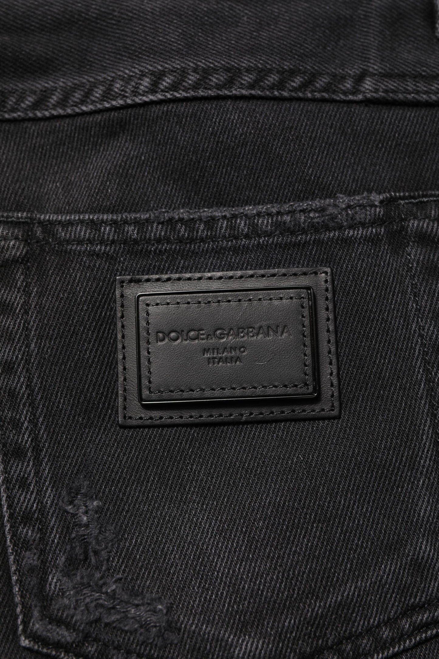 Dolce & Gabbana Black Cotton Logo Plaque Skinny Denim Jeans Dolce & Gabbana