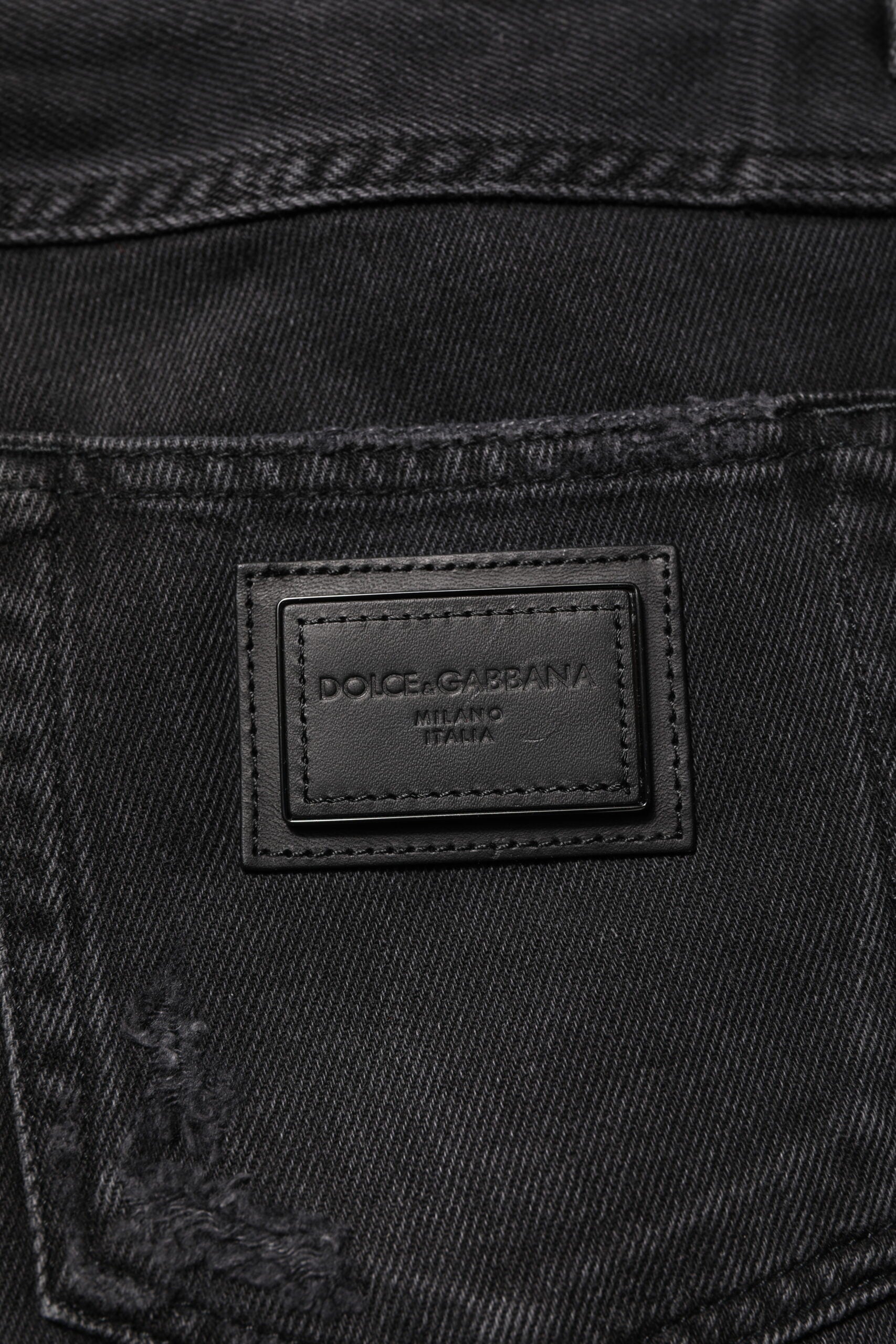 Dolce & Gabbana Black Cotton Logo Plaque Skinny Denim Jeans Dolce & Gabbana
