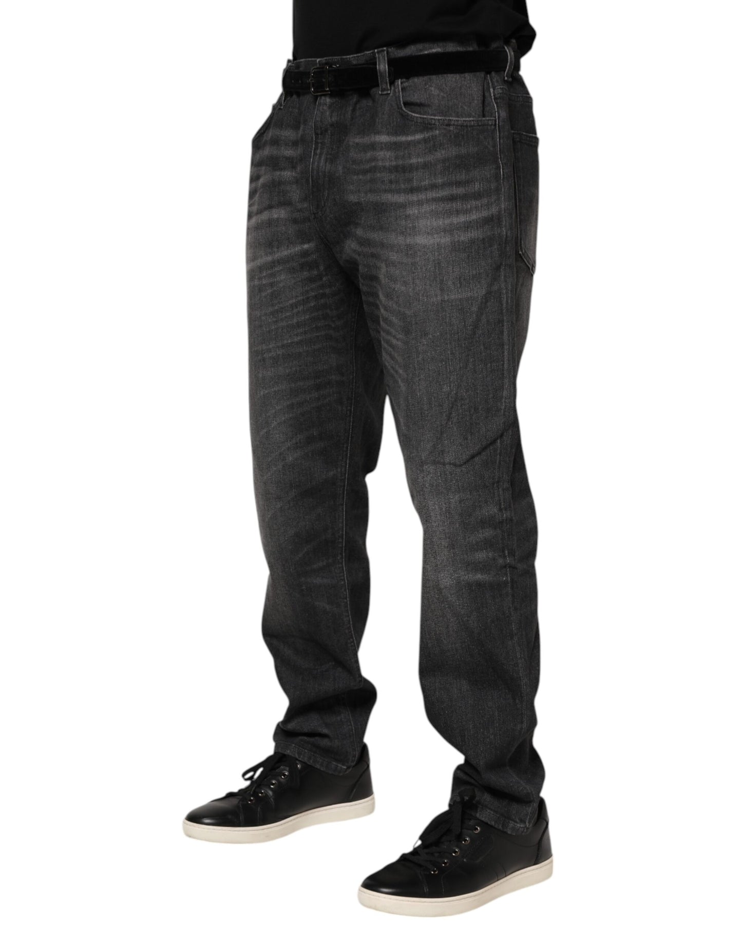 Dolce & Gabbana Gray Washed Cotton Loose Denim Jeans Dolce & Gabbana