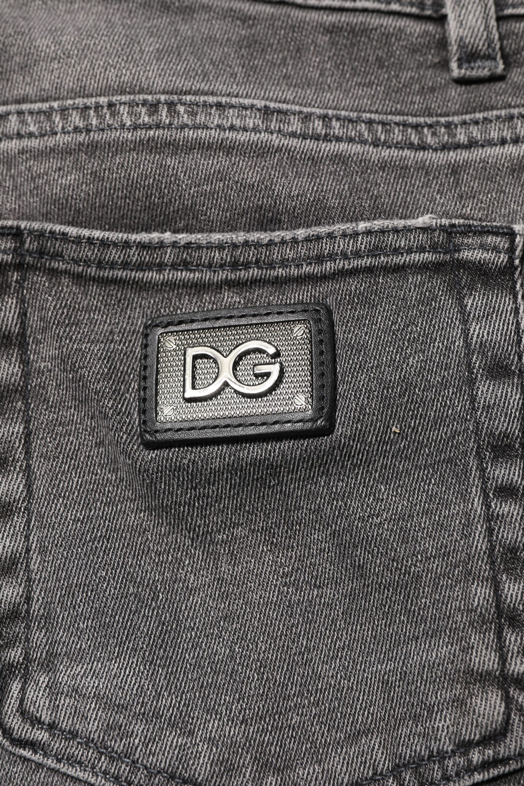 Dolce & Gabbana Gray Cotton Logo Plaque Men Denim Jeans Dolce & Gabbana