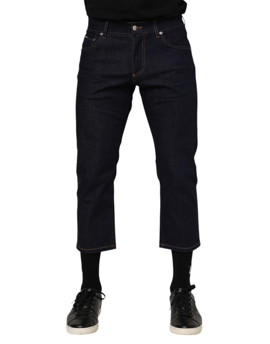 Dolce & Gabbana Dark Blue Cotton Logo Slim Fit Men Denim Jeans Dolce & Gabbana