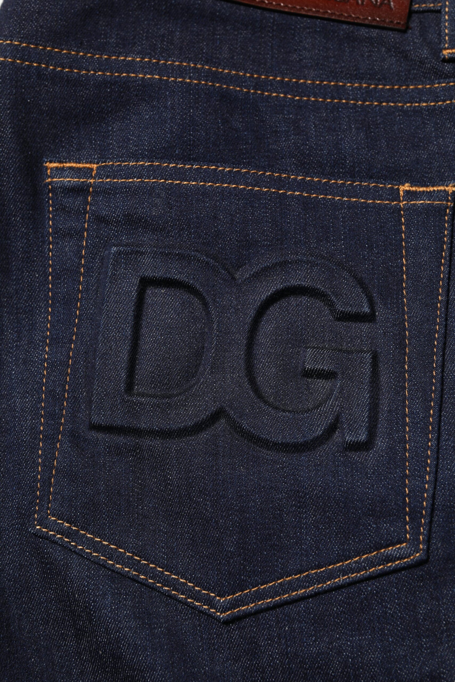 Dolce & Gabbana Dark Blue Cotton Logo Slim Fit Men Denim Jeans Dolce & Gabbana