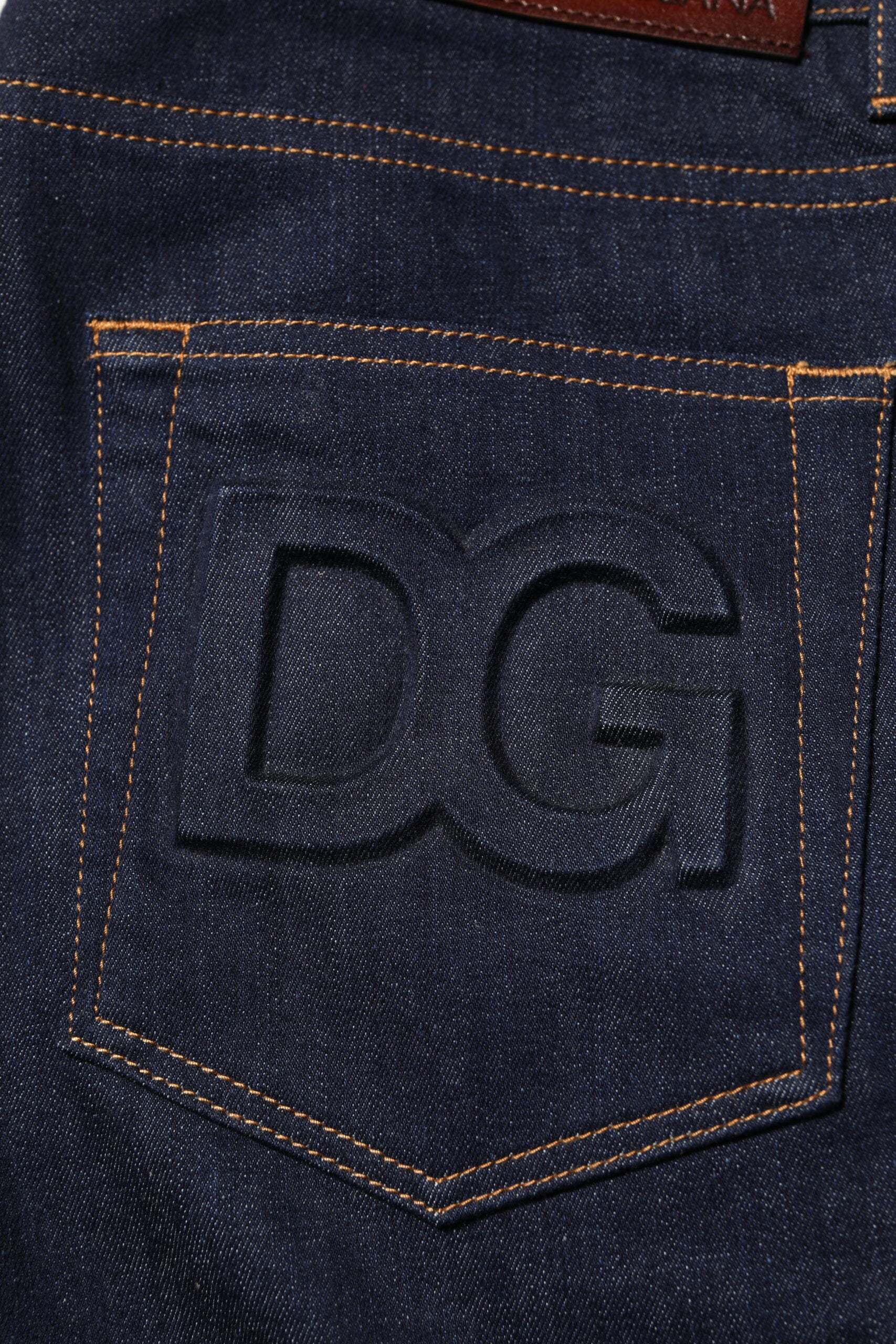 Dolce & Gabbana Dark Blue Cotton Logo Slim Fit Men Denim Jeans Dolce & Gabbana